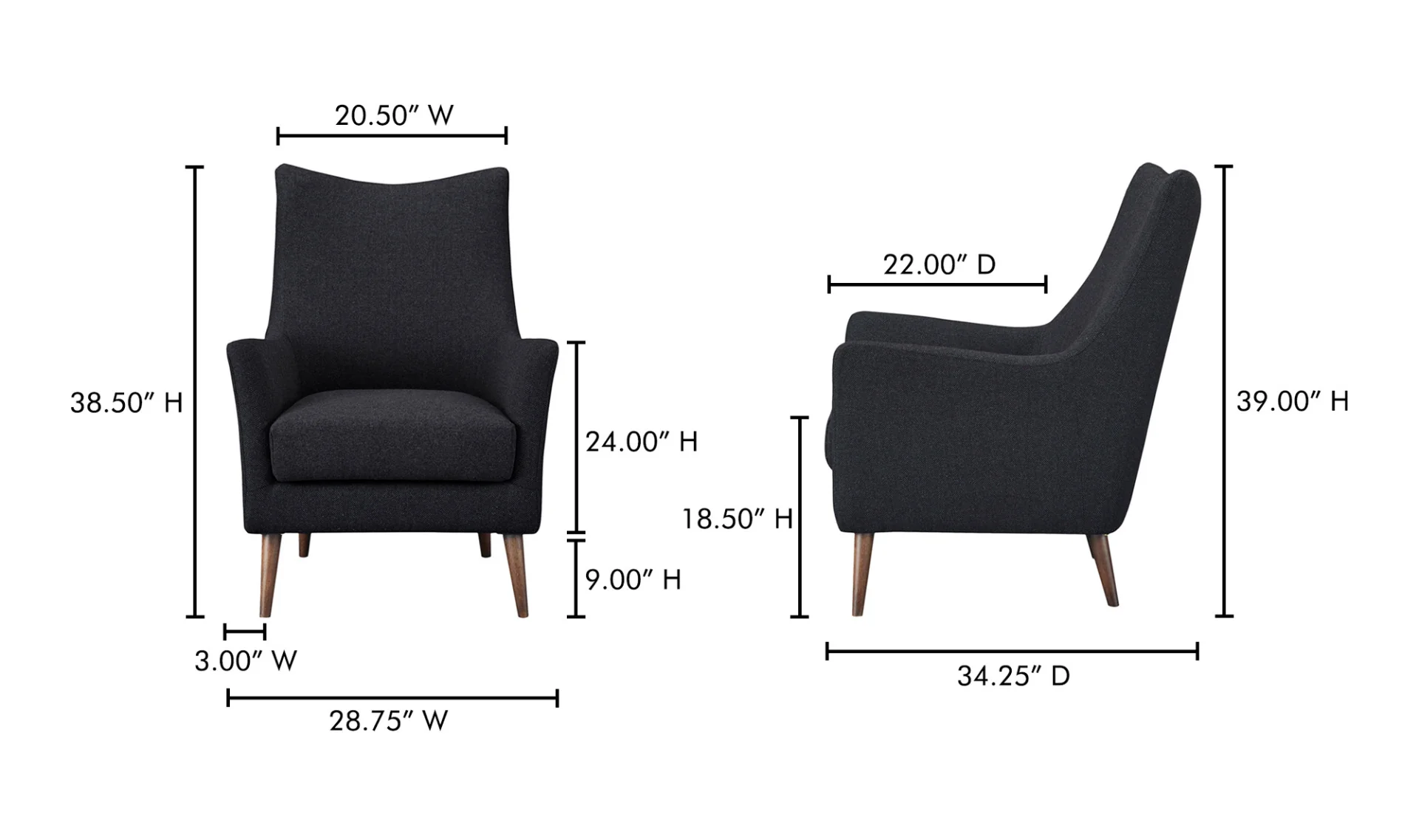 Fisher Armchair Wool Blend Charcoal - Image 6