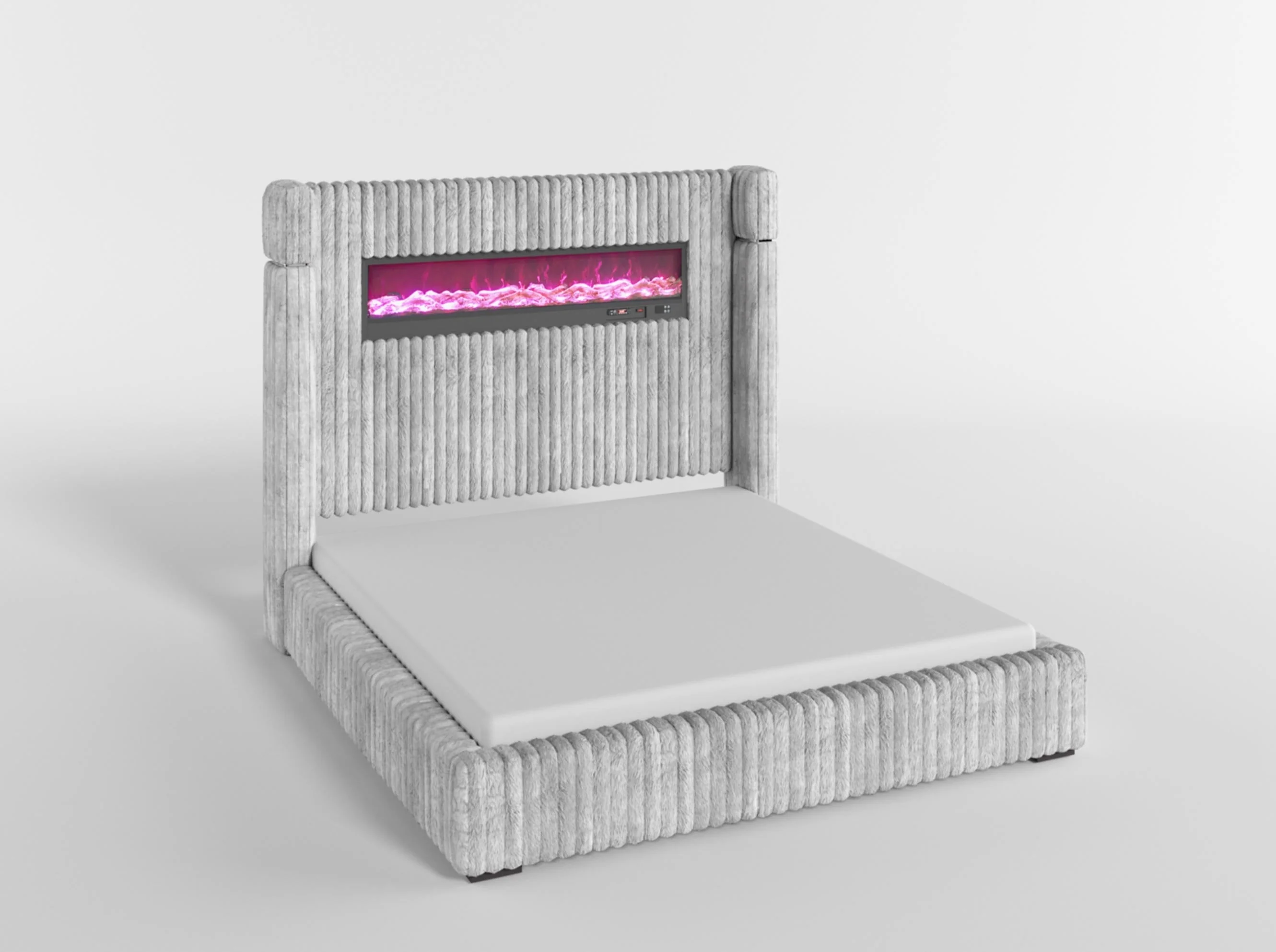 Fitzroy Gray Upholstered California King Bed with Fireplace - Image 2