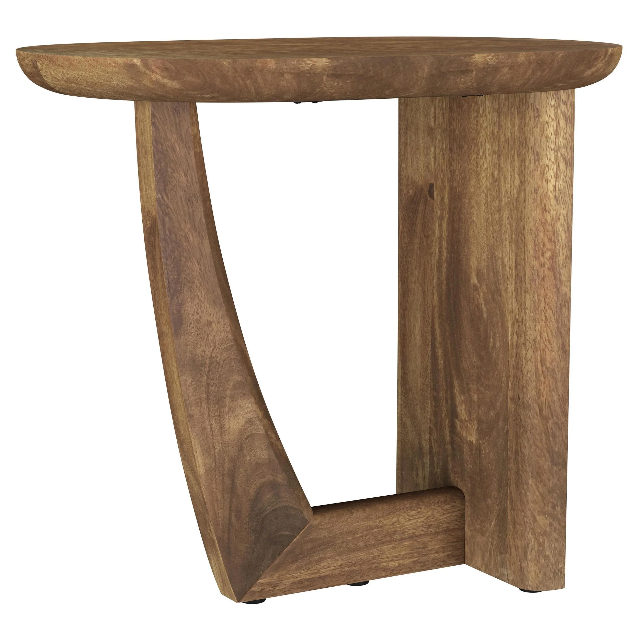 Fletcher Brown Round Solid Mango Wood Accent Side Table - Image 3