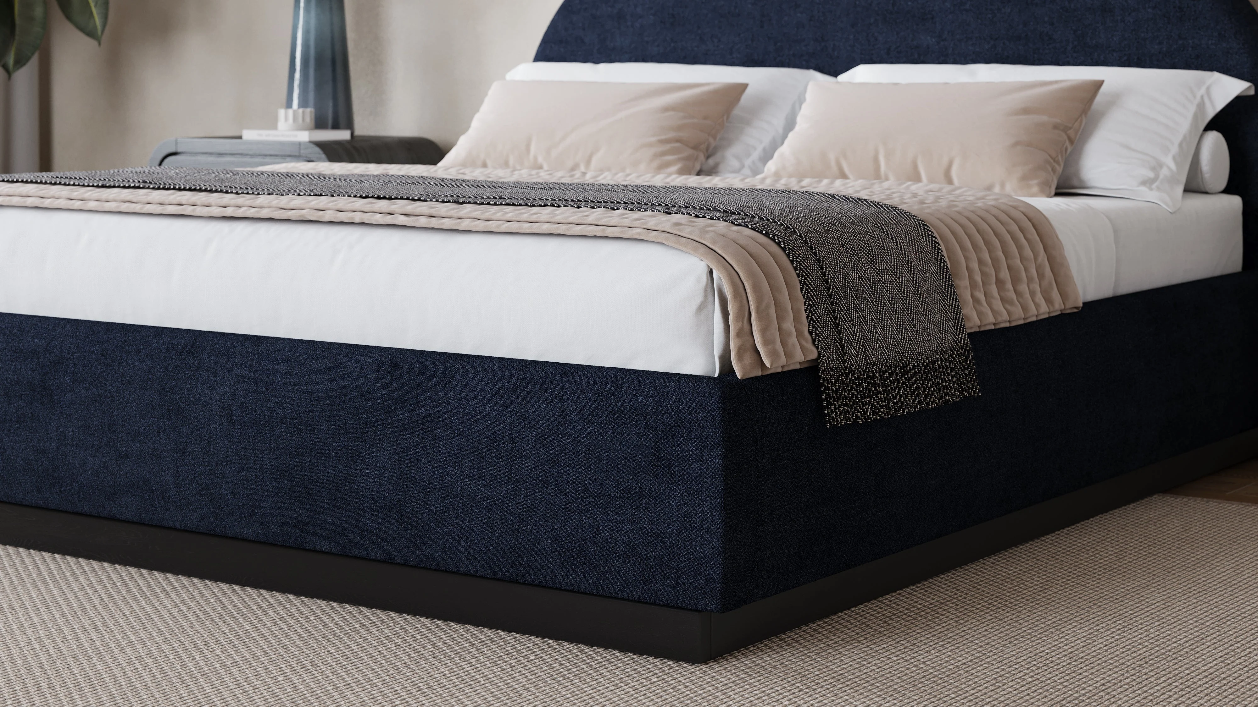 Flex Eastern King Upholstered Bed in Blue Jeans Chenille - Image 3