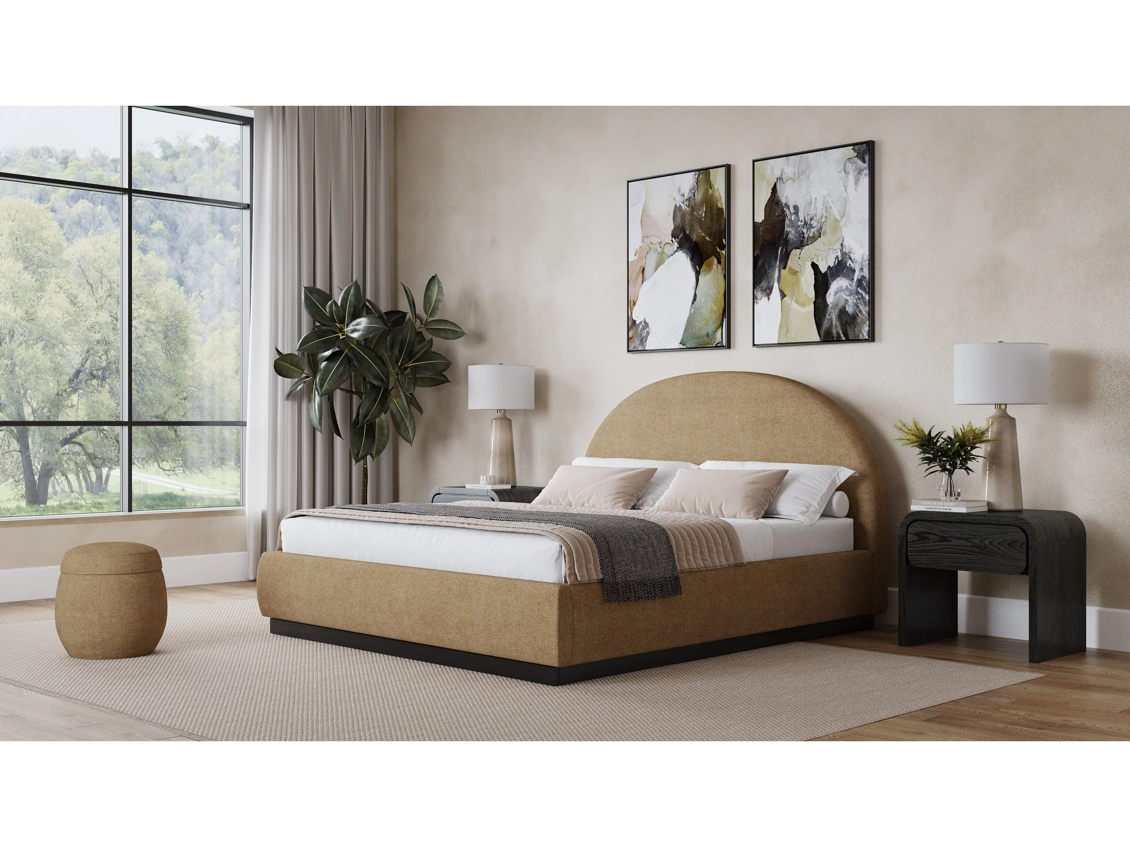 Flex Eastern King Upholstered Bed in Porcini Chenille