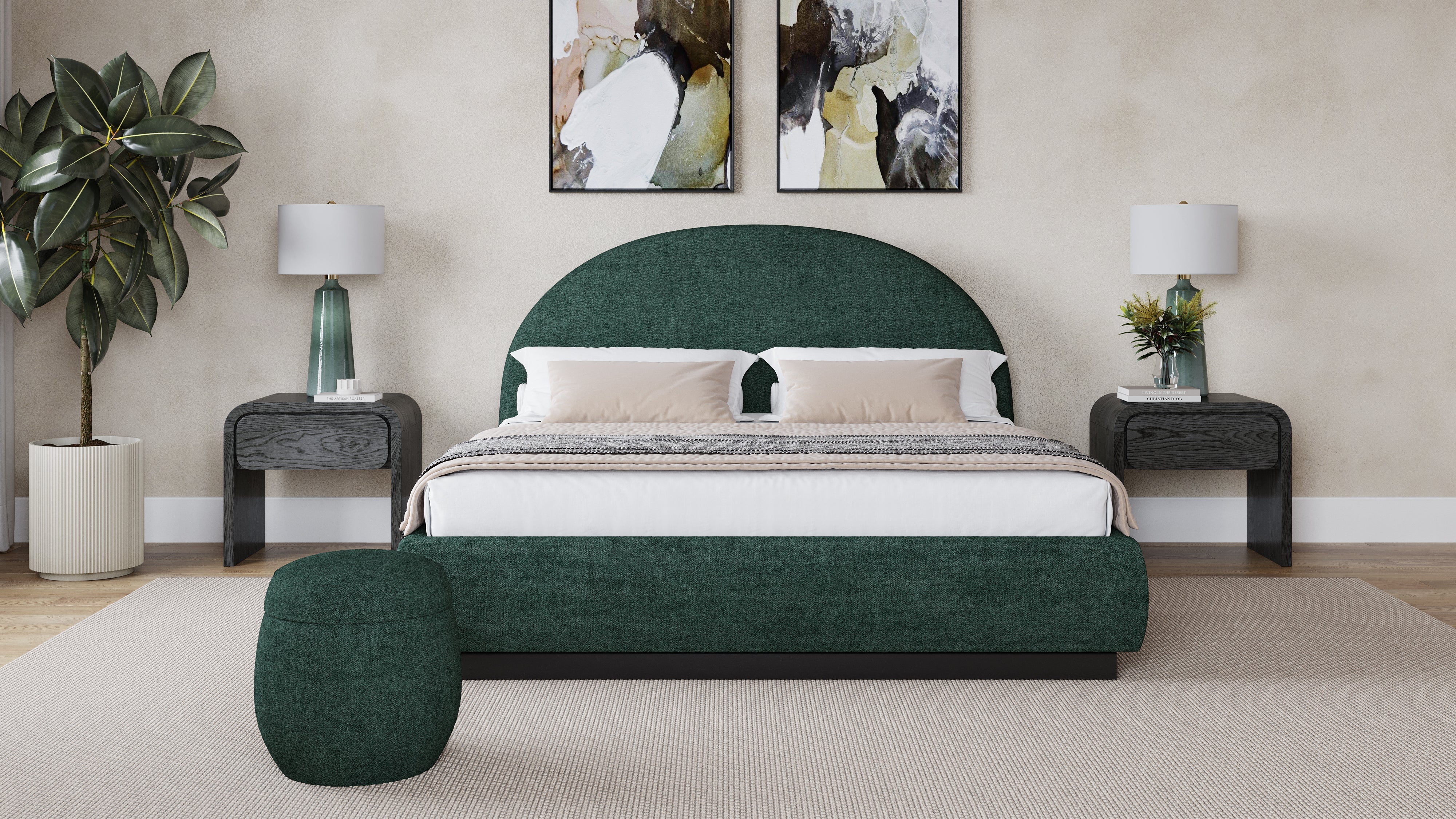 Flex Queen Upholstered Bed in Emerald Chenille - Image 2
