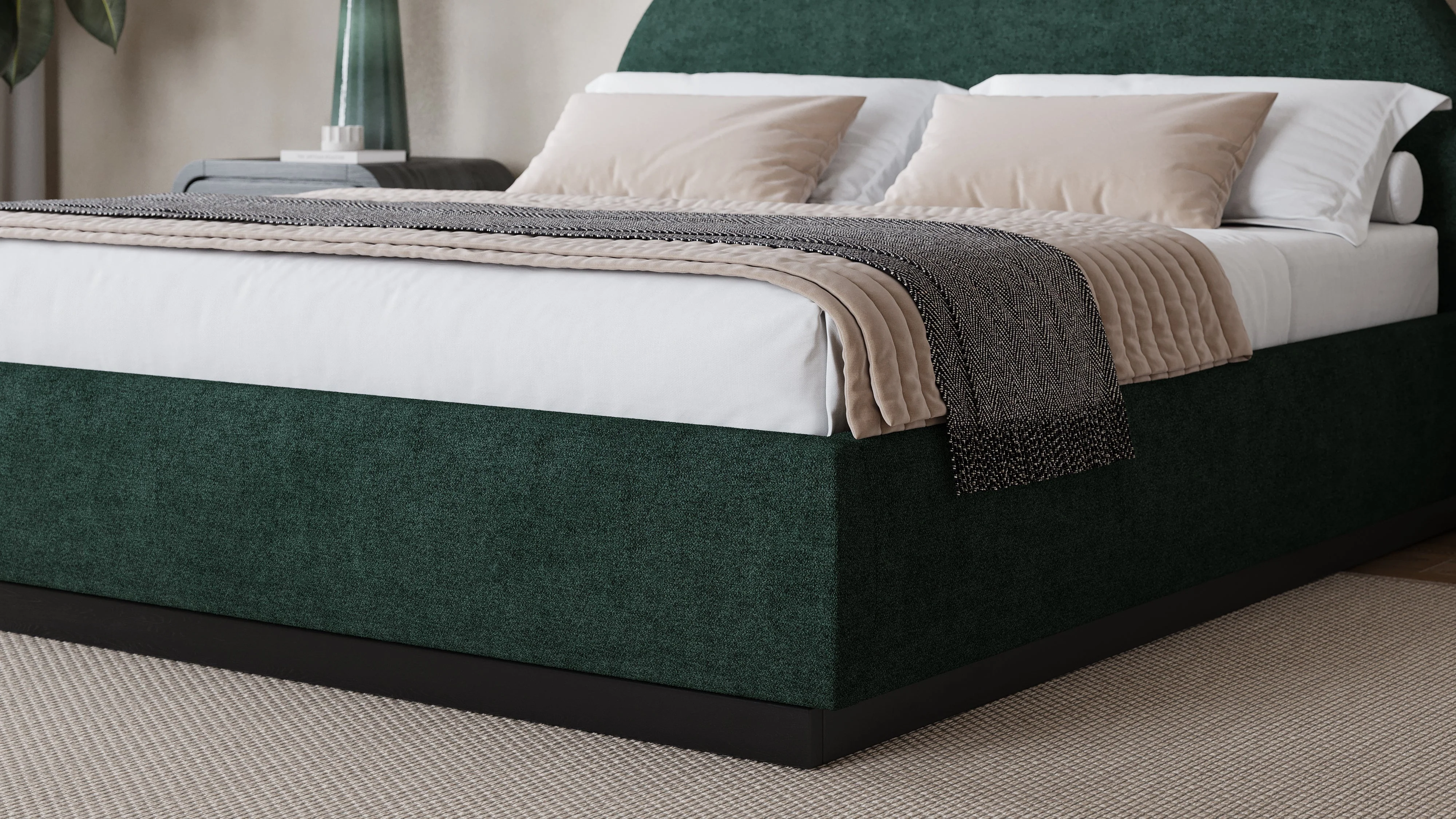 Flex Queen Upholstered Bed in Emerald Chenille - Image 3