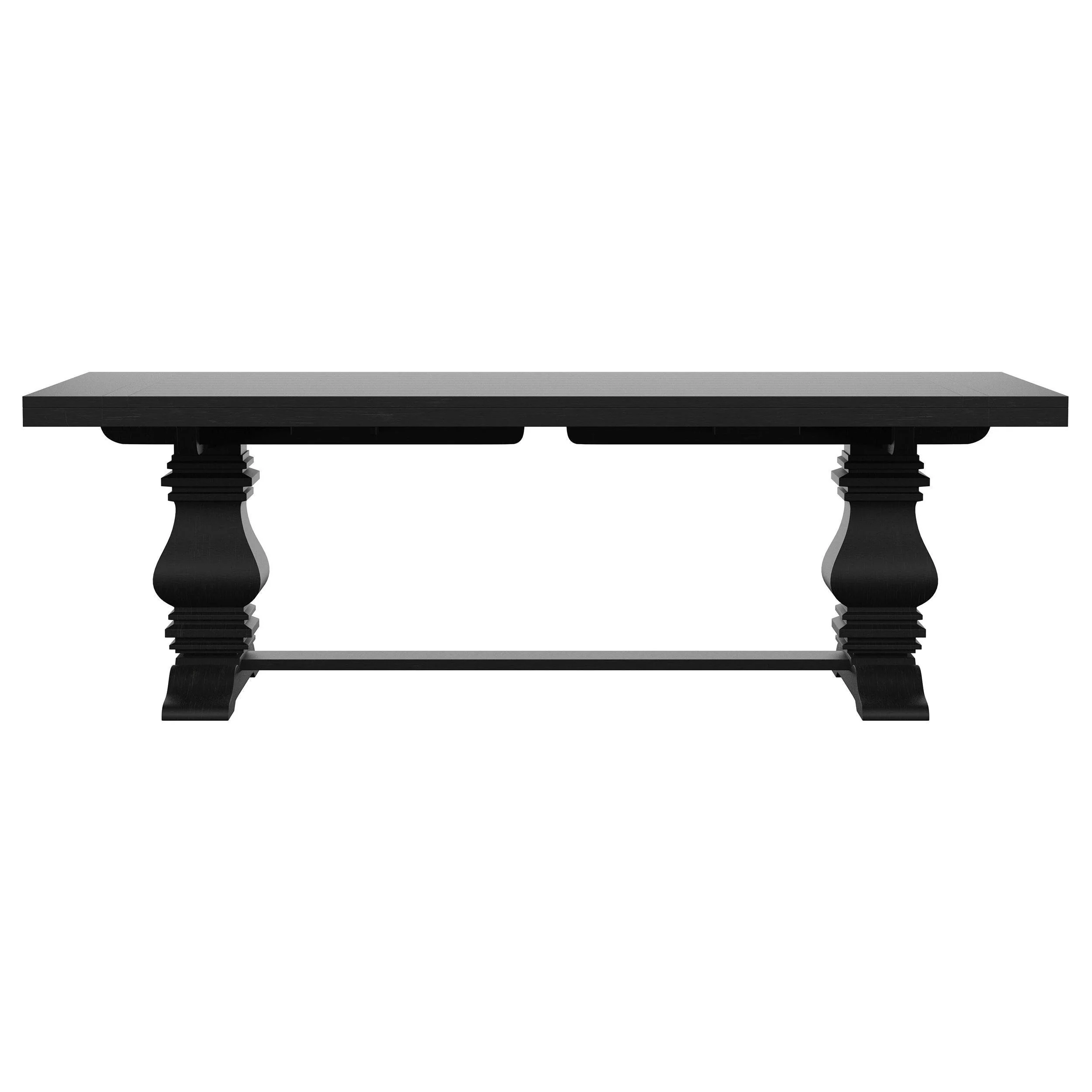 Florence Antique Black Rectangular Planked Wood Top Pedestal Dining Table - Image 3