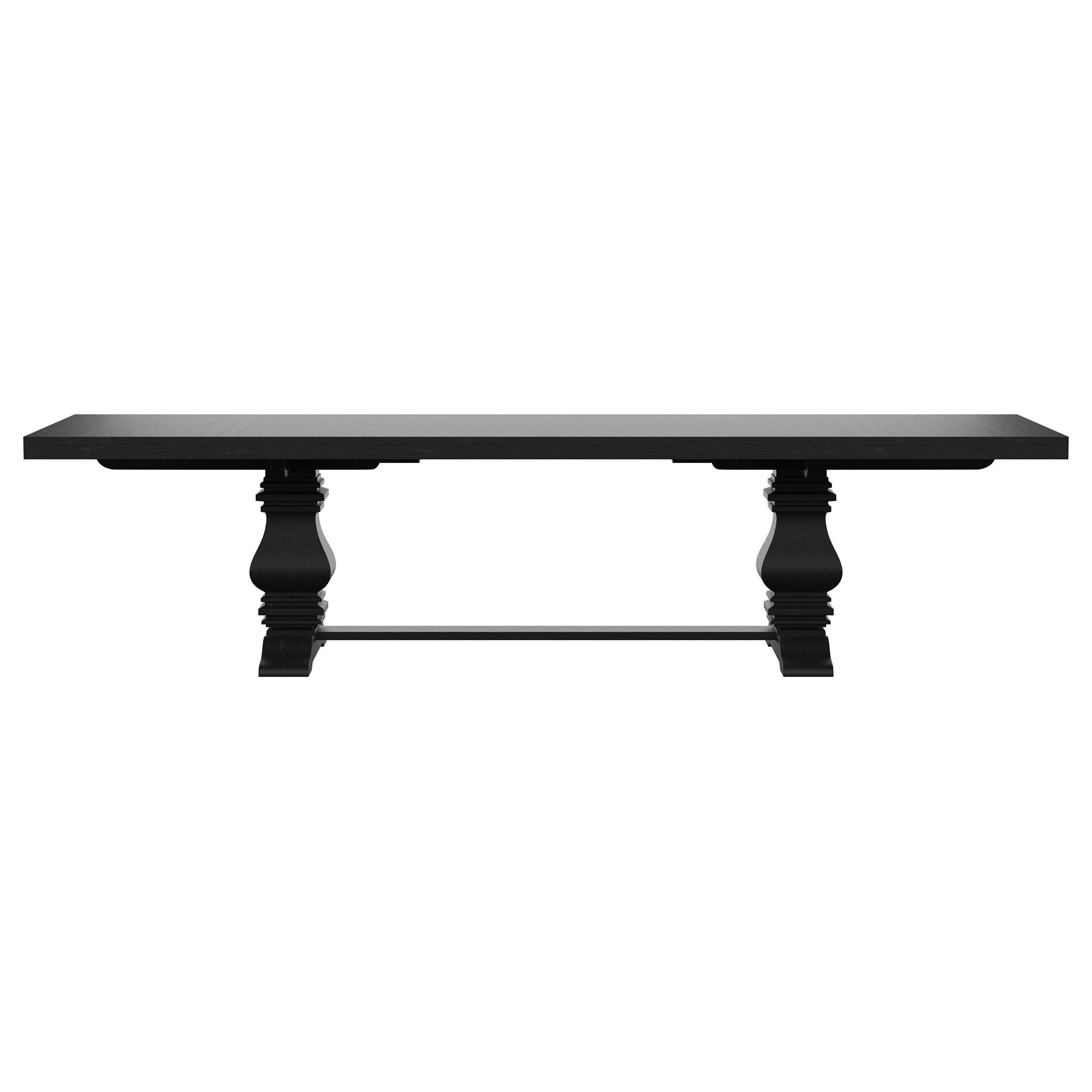 Florence Antique Black Rectangular Planked Wood Top Pedestal Dining Table - Image 4