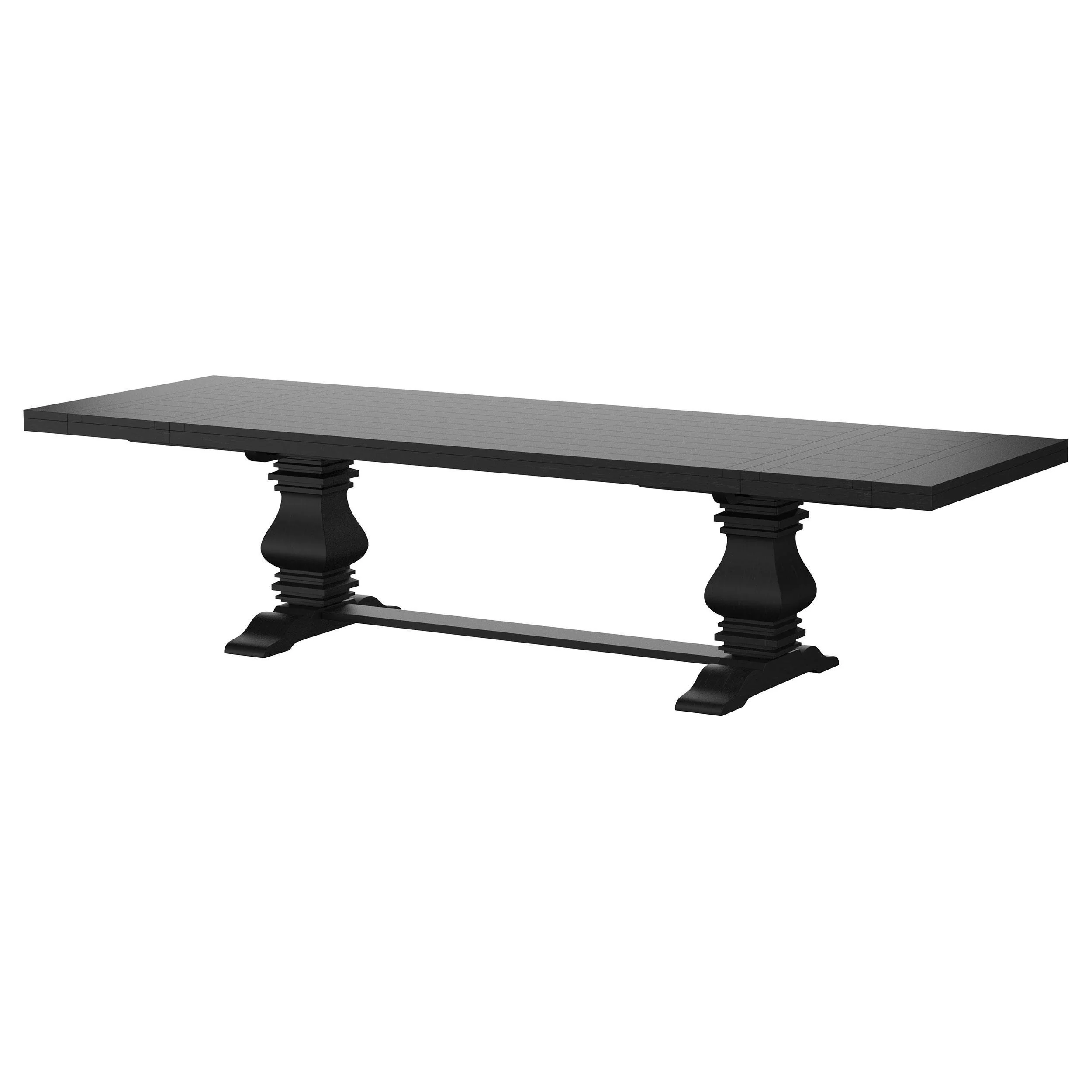 Florence Antique Black Rectangular Planked Wood Top Pedestal Dining Table - Image 6