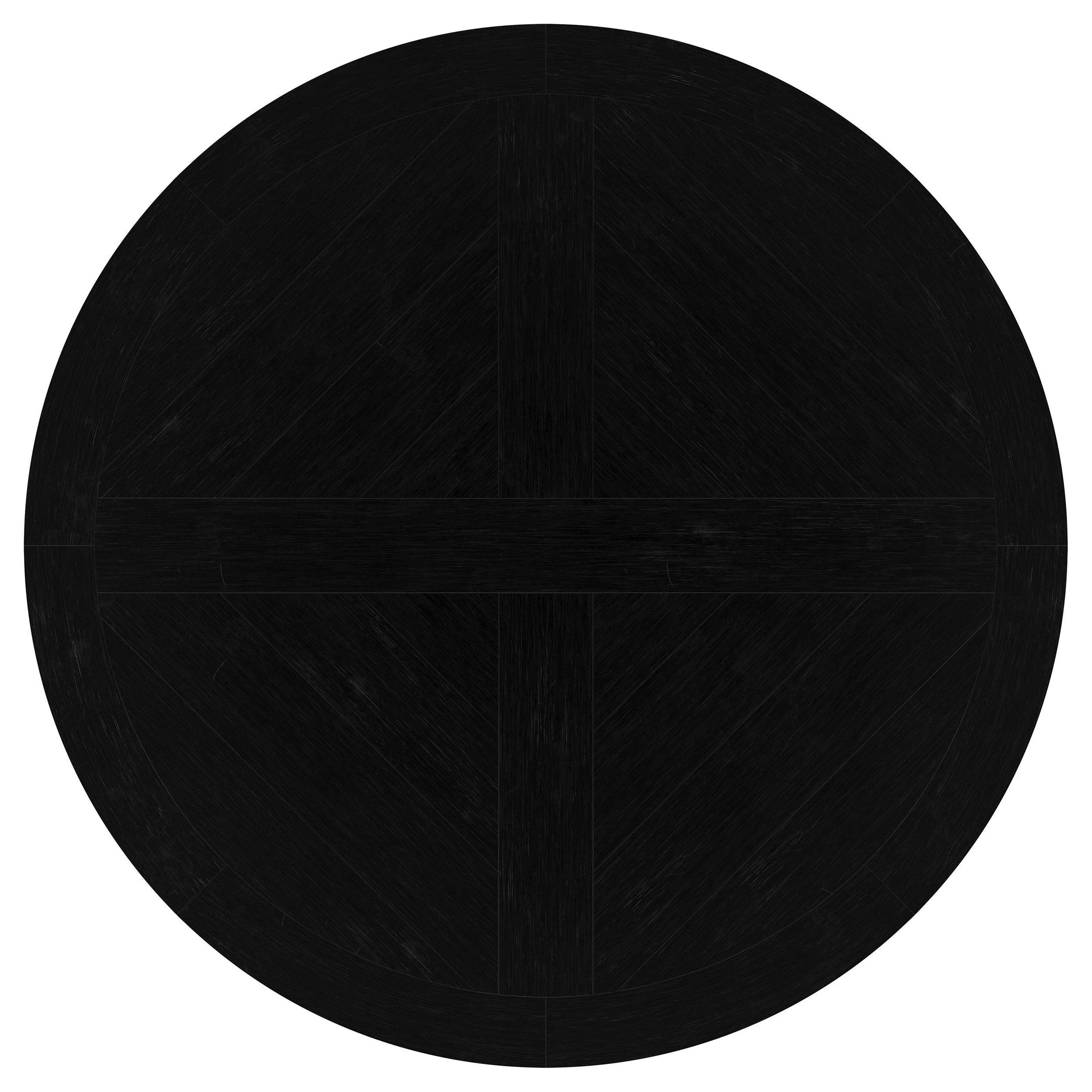 Florence Antique Black Round Pedestal Dining Table with Planked Wood Top - Image 5