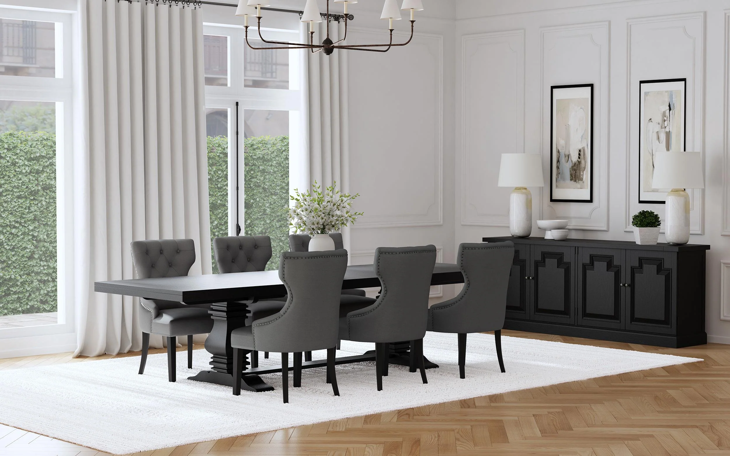 Florence Gray 7-Piece 126-inch Extension Dining Table Set
