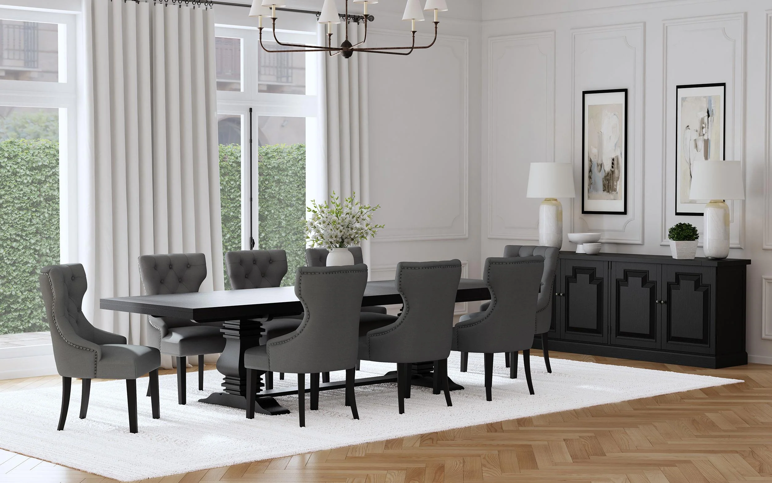 Florence Gray 9-Piece 126-inch Extension Dining Table Set