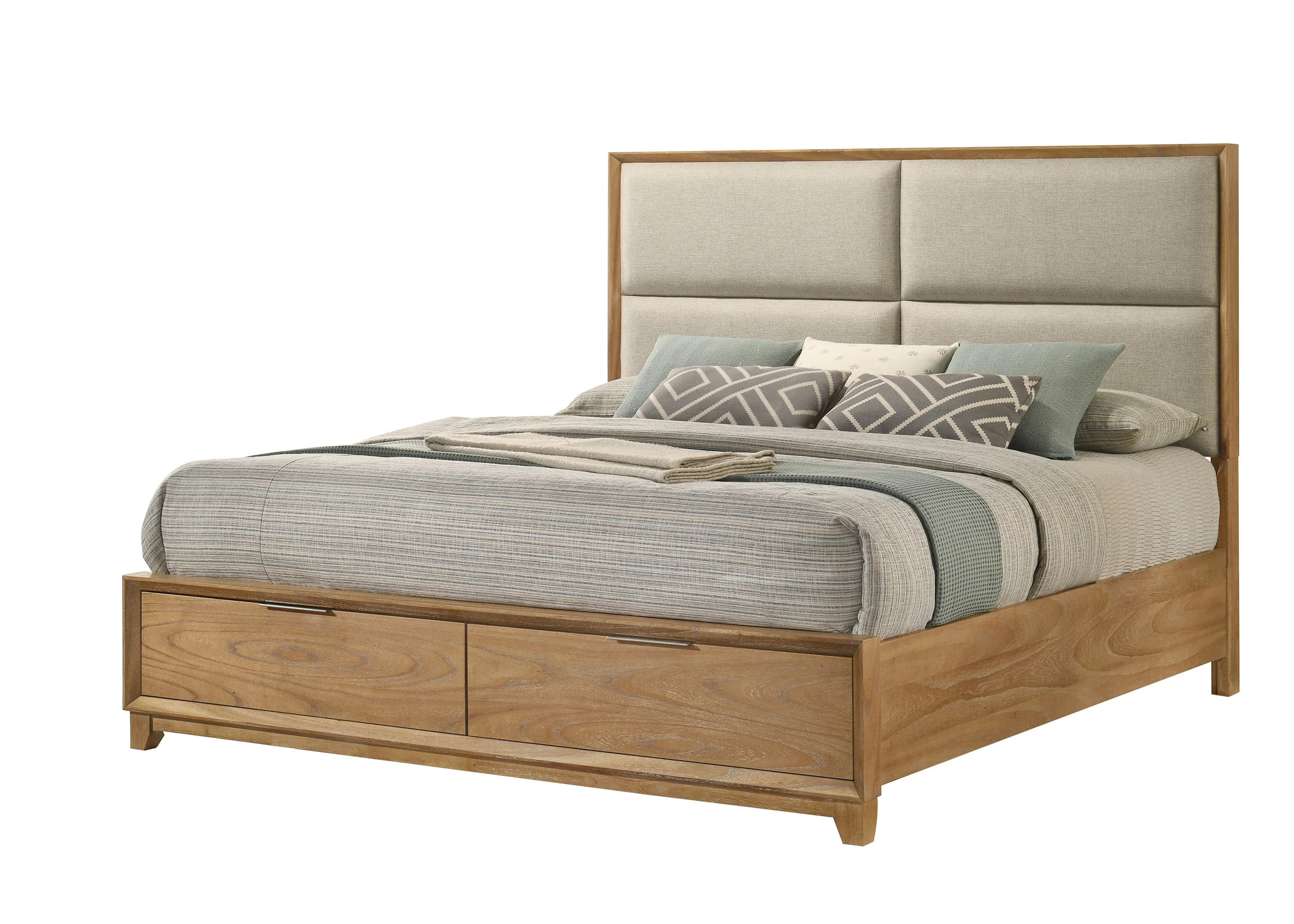 Florian Natural Upholstered Storage Platform Bedroom Set - Image 2
