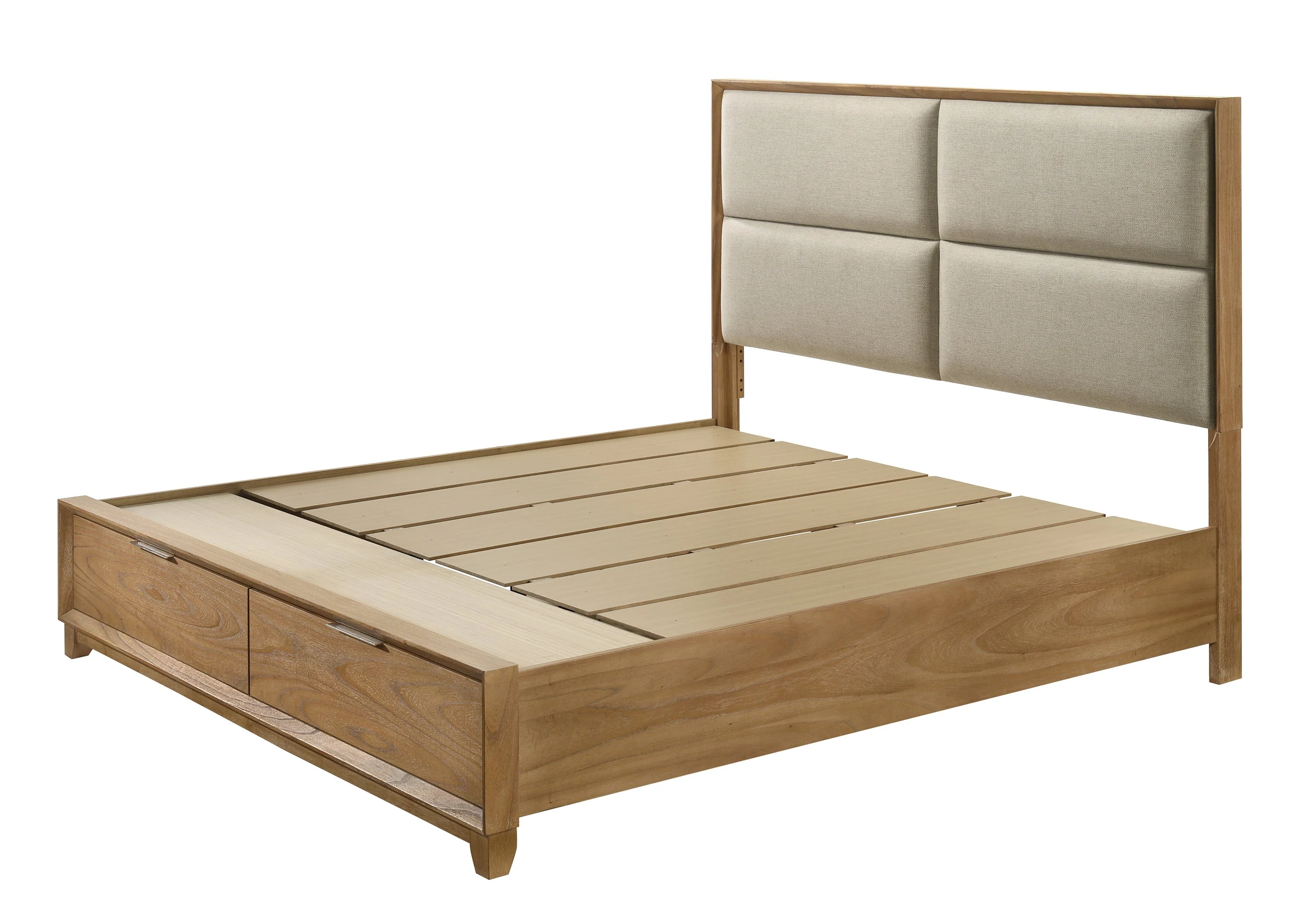 Florian Natural Upholstered Storage Platform Bedroom Set - Image 4