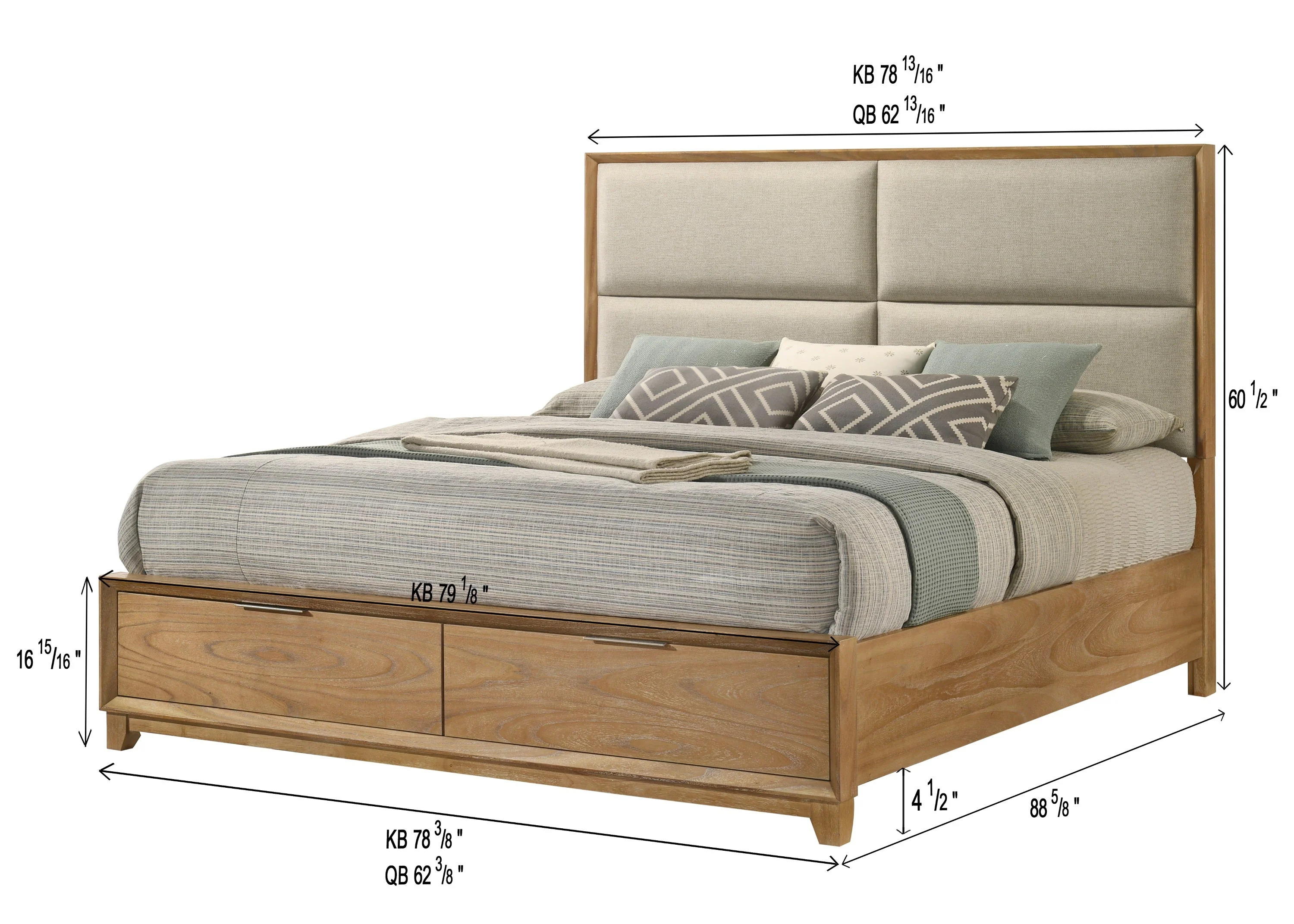 Florian Natural Upholstered Storage Platform Bedroom Set - Image 6
