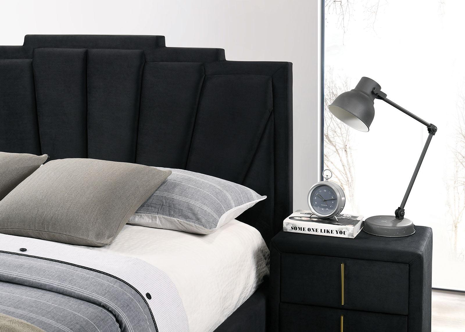 Florizel Black/Gold Upholstered Queen Bed - Image 2