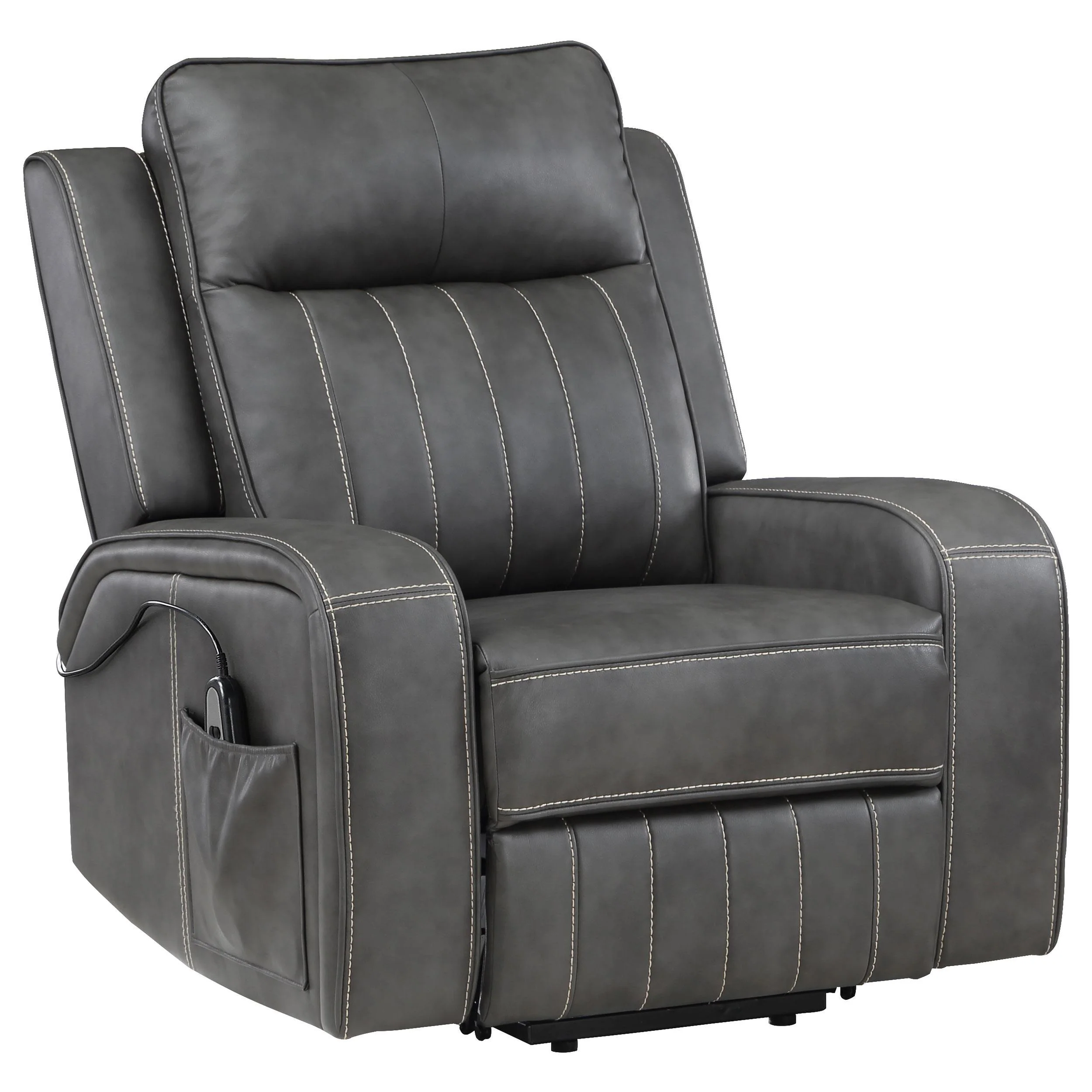 Foley Grey Upholstered Power Lift Recliner Chair - Image 4