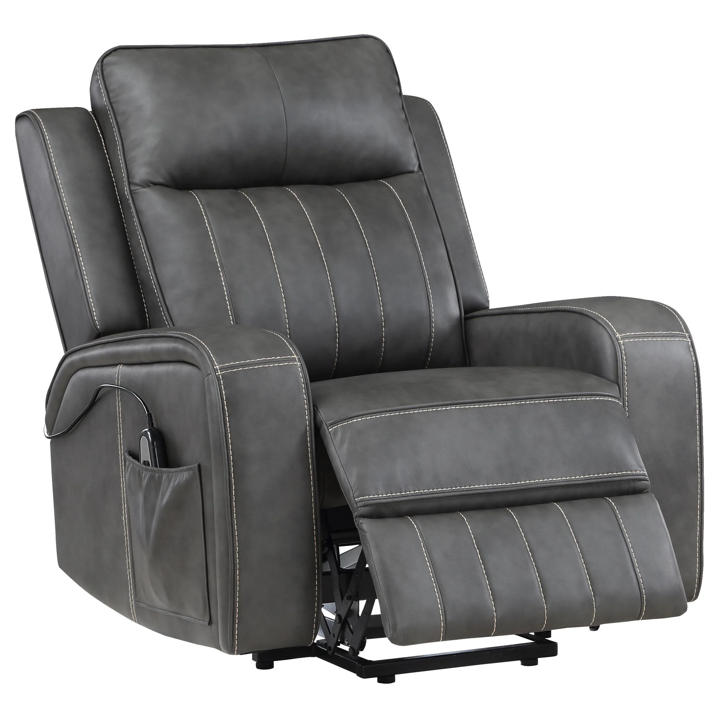 Foley Grey Upholstered Power Lift Recliner Chair - Image 9