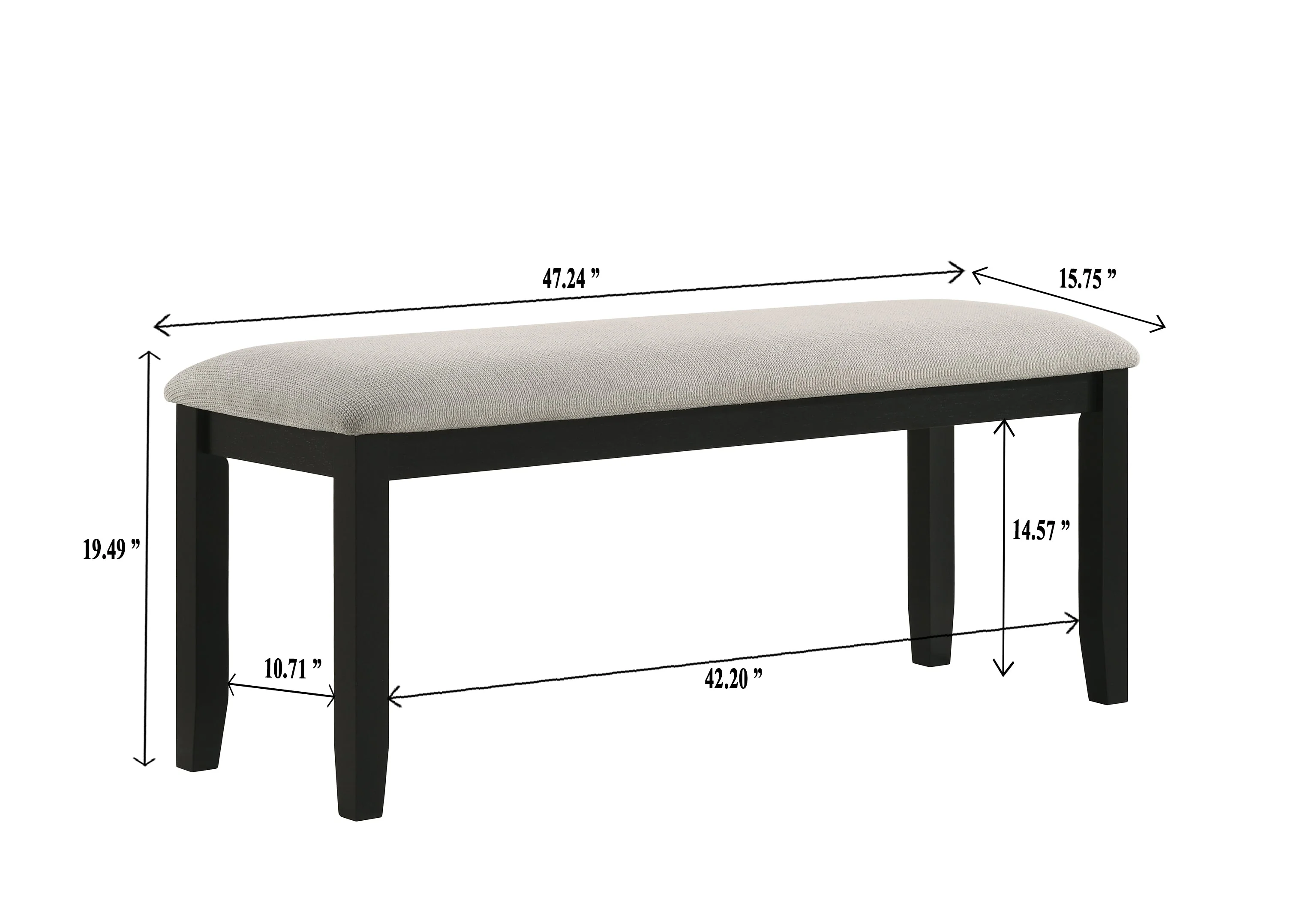 Folio Black and Neutral Dining Bench - Image 4