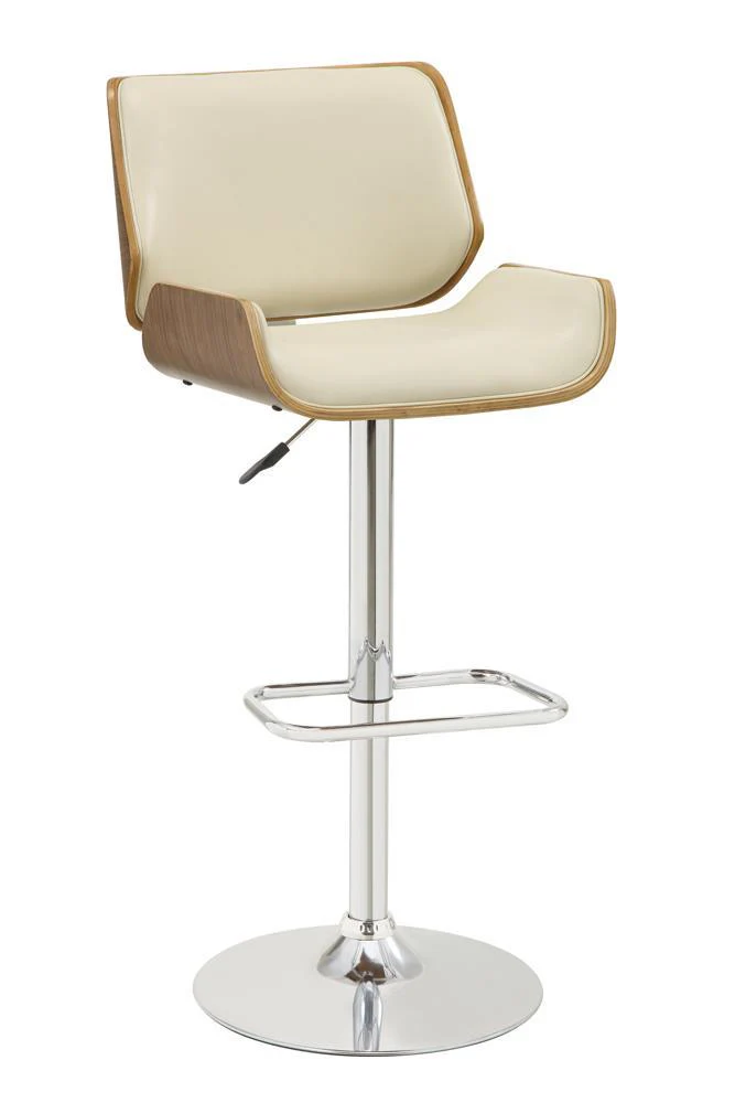 Folsom Ecru/Chrome Upholstered Adjustable Bar Stool - Image 2