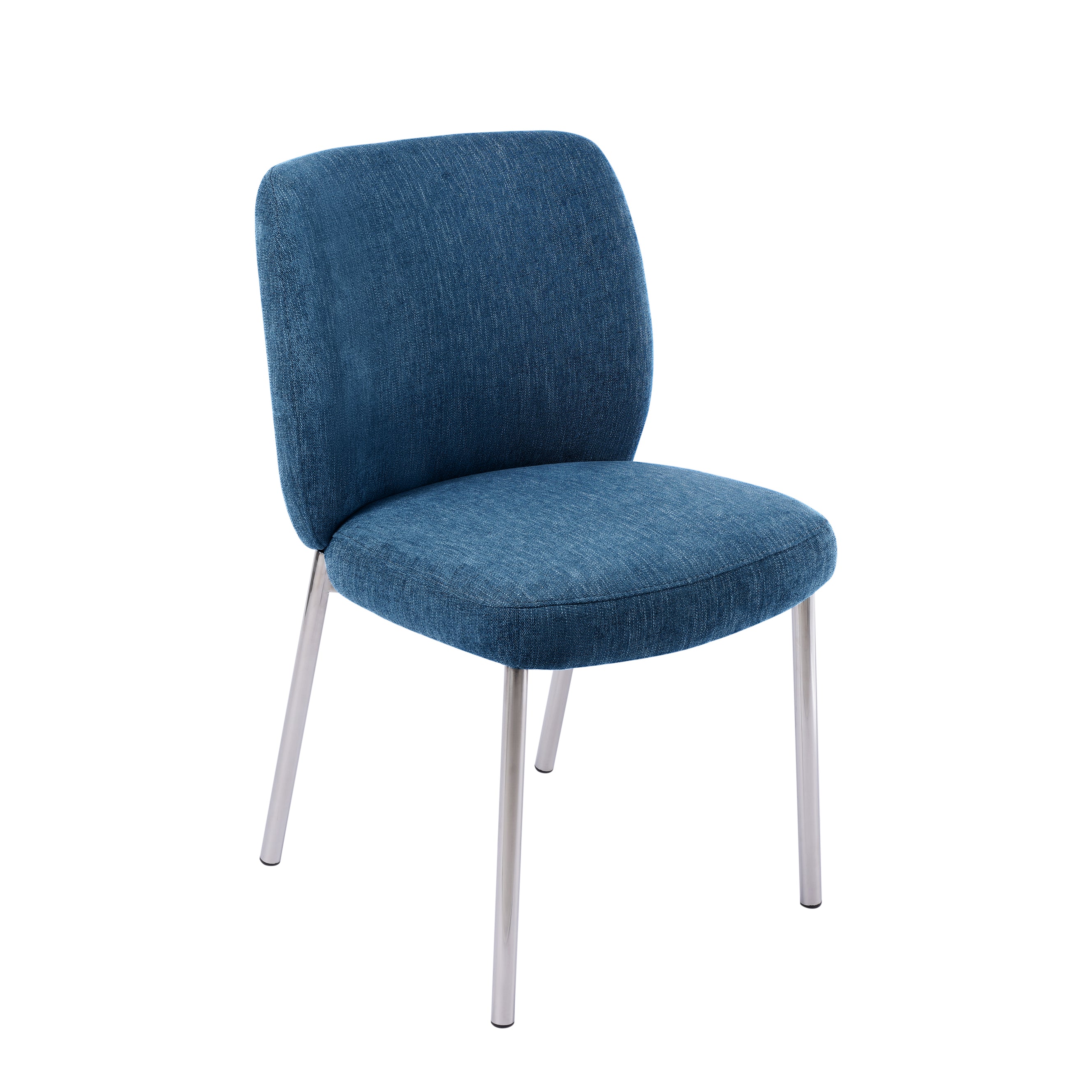 Fomo Chenille-upholstered Stainless Steel Base Dining Chair in Azure (Set of 2) - Image 2