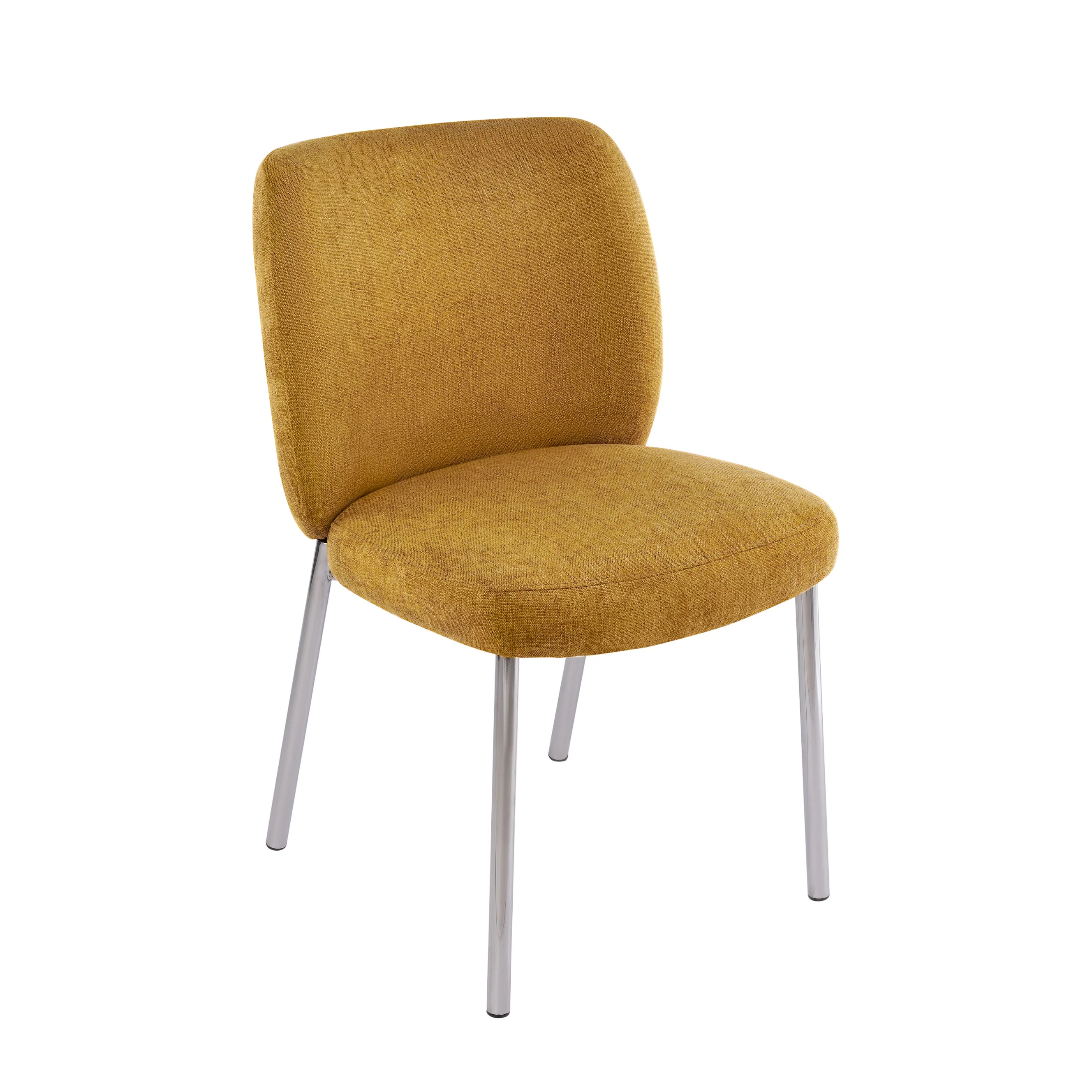 Fomo Chenille-upholstered Stainless Steel Base Dining Chair in Pineapple (Set of 2) - Image 2