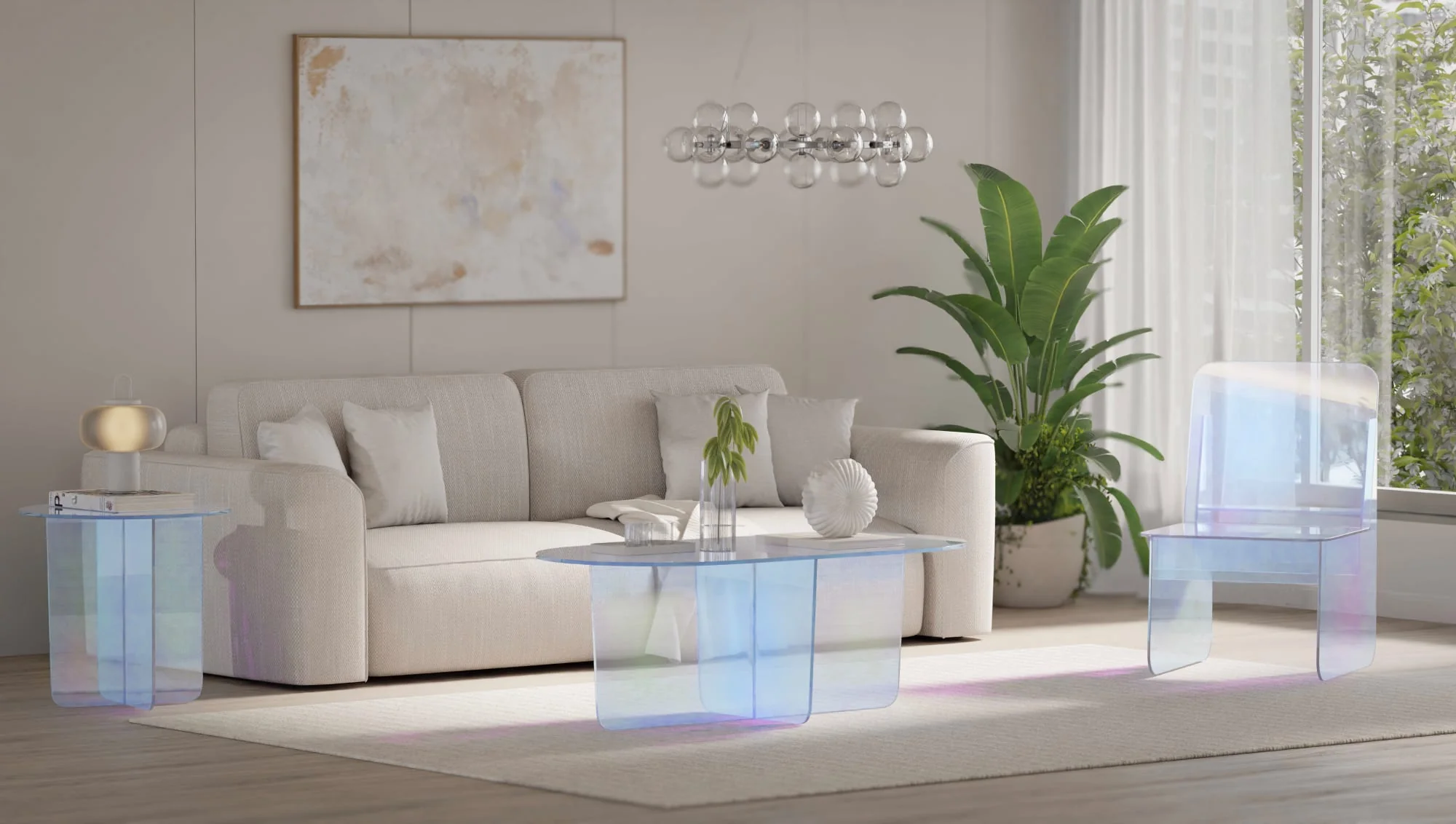 Fomo Honeyberry Iridescent Acrylic Accent Chair - Image 9