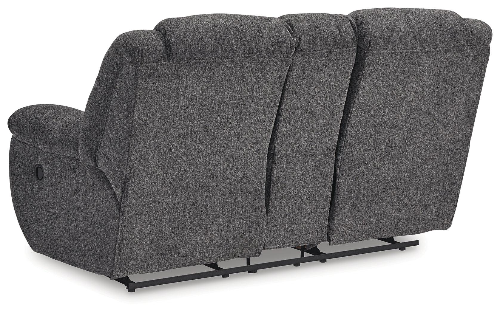 Foreside Charcoal Performance Fabric Manual Loveseat with Console - Image 5