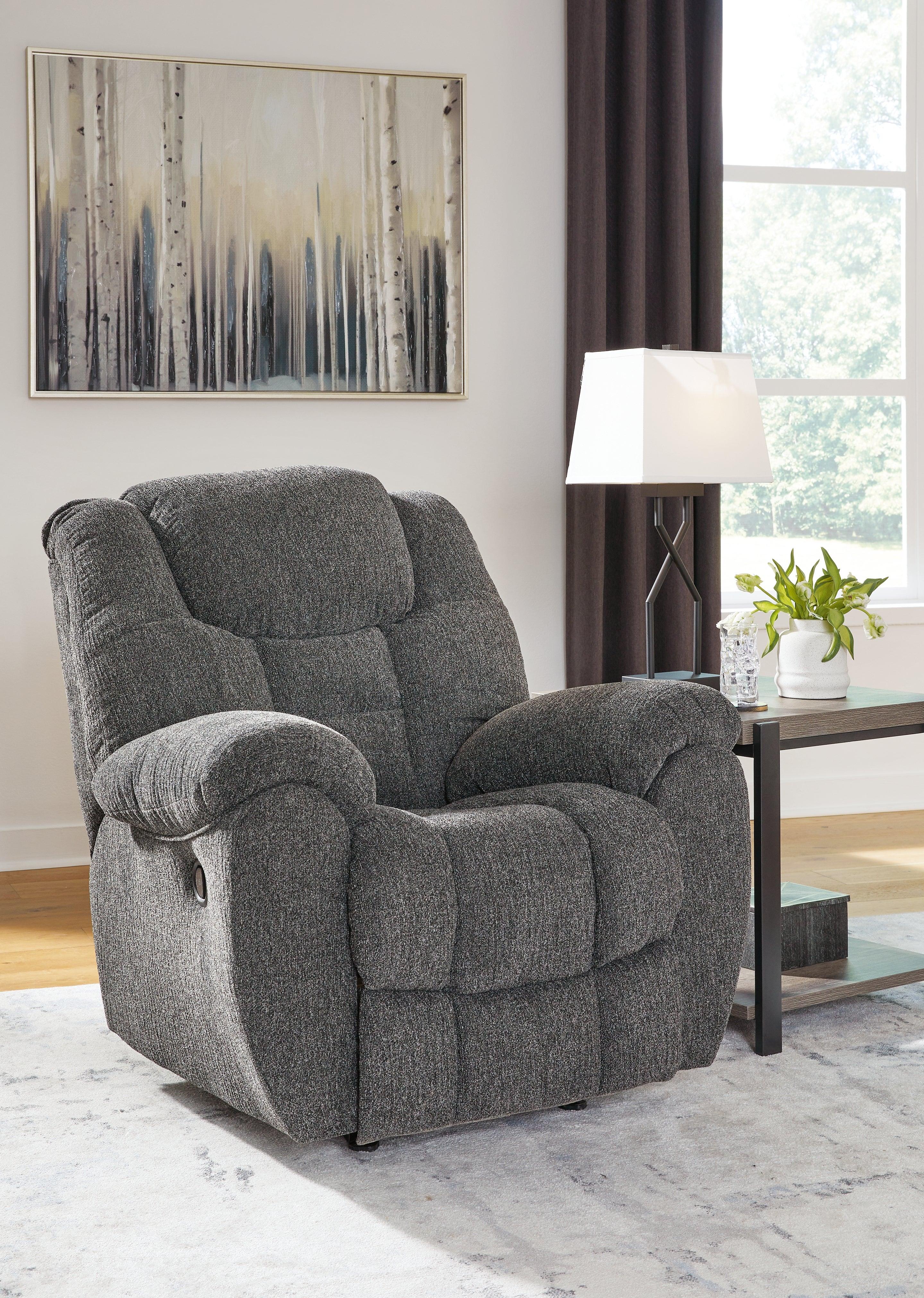 Foreside Charcoal Performance Fabric Manual Rocker Recliner