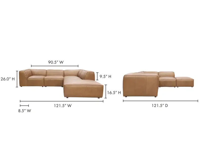 Form Classic L-Shaped Modular Sectional Sonoran Tan Leather - Image 7