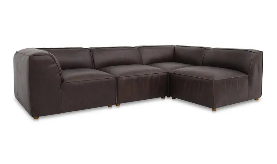 Form Signature Modular Sectional Espresso Brown Leather - Image 5