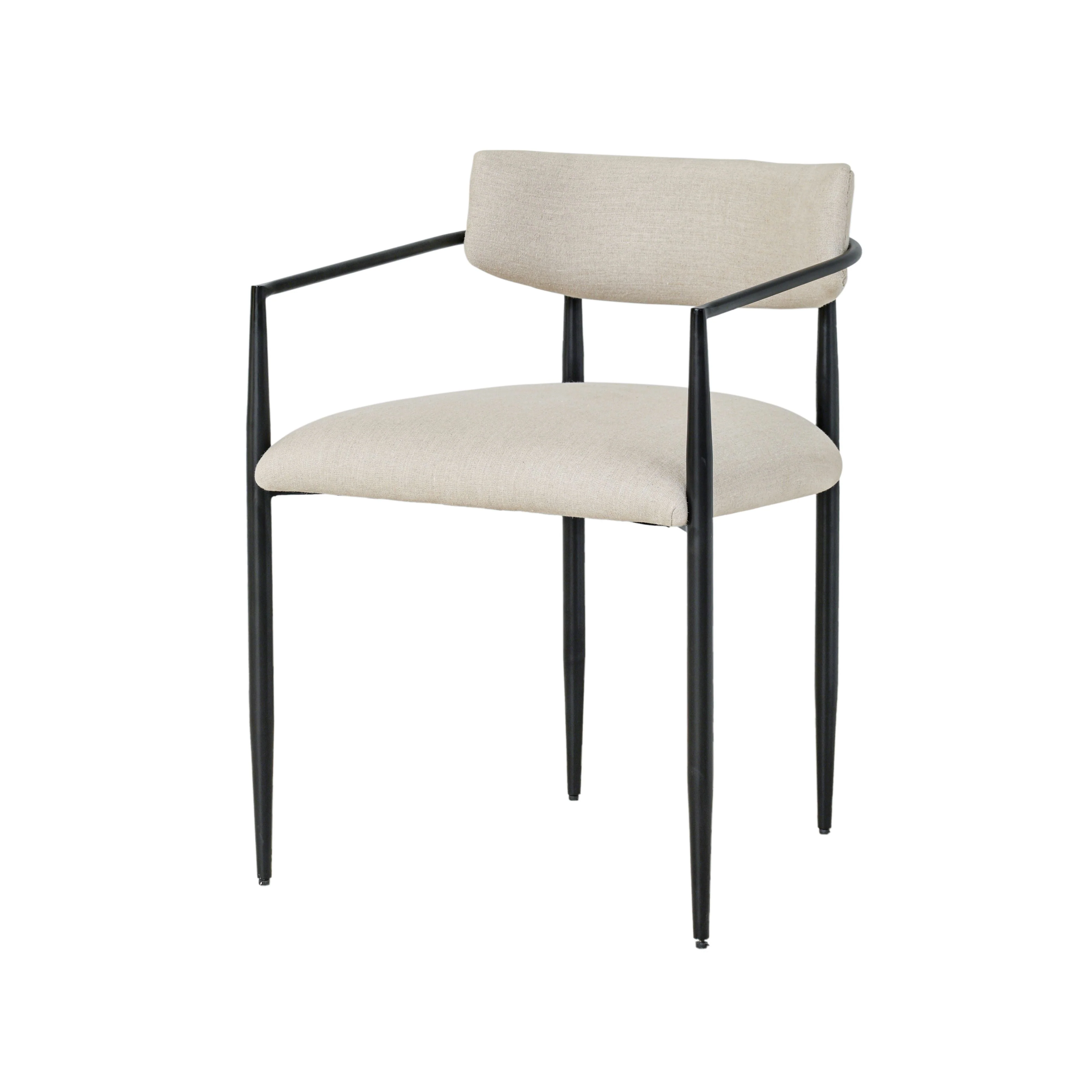 Forte Cream Linen Forged Iron Dining Chair - Image 2