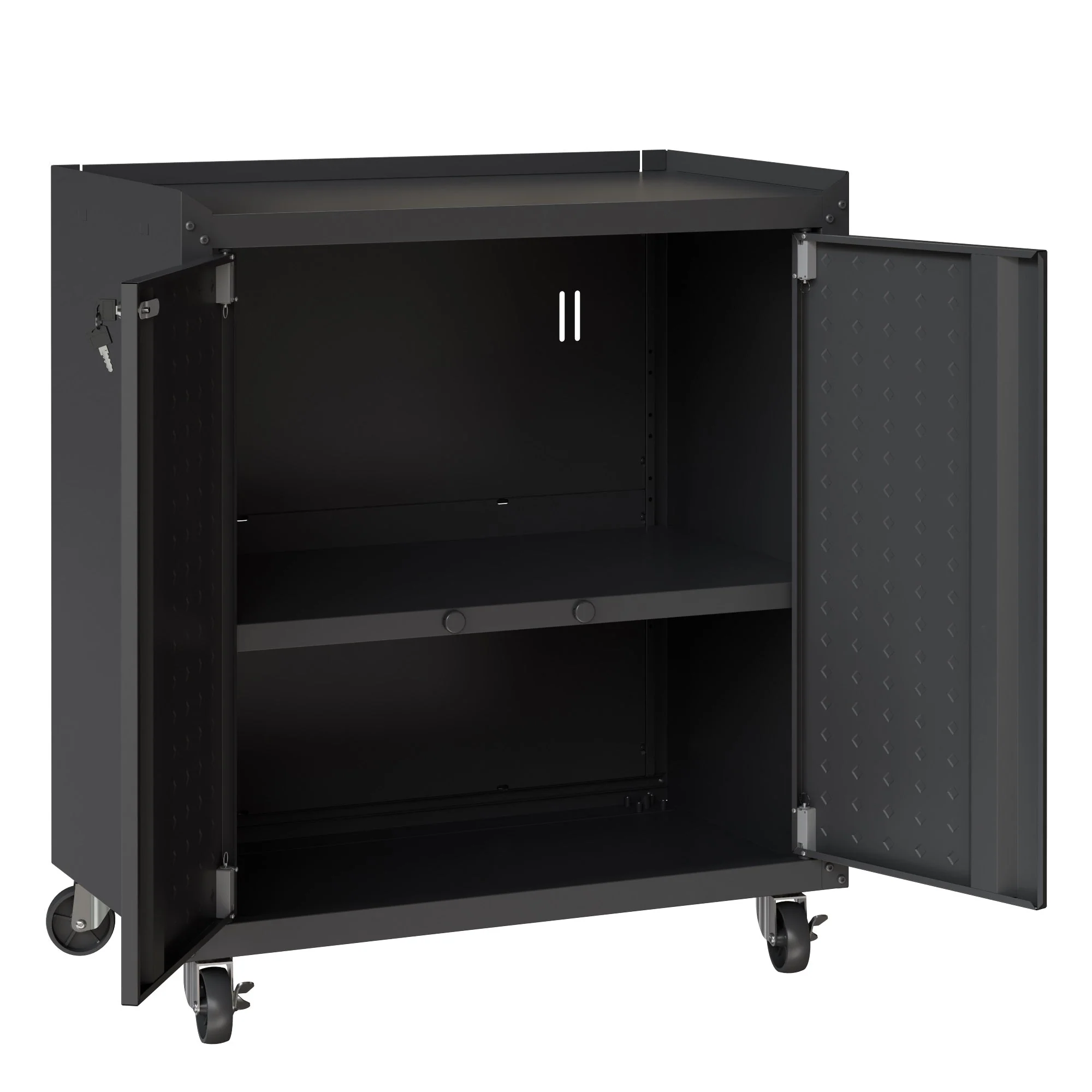 Fortress 31.5" Mobile Garage Cabinet with Shelves in Charcoal Grey - Image 5