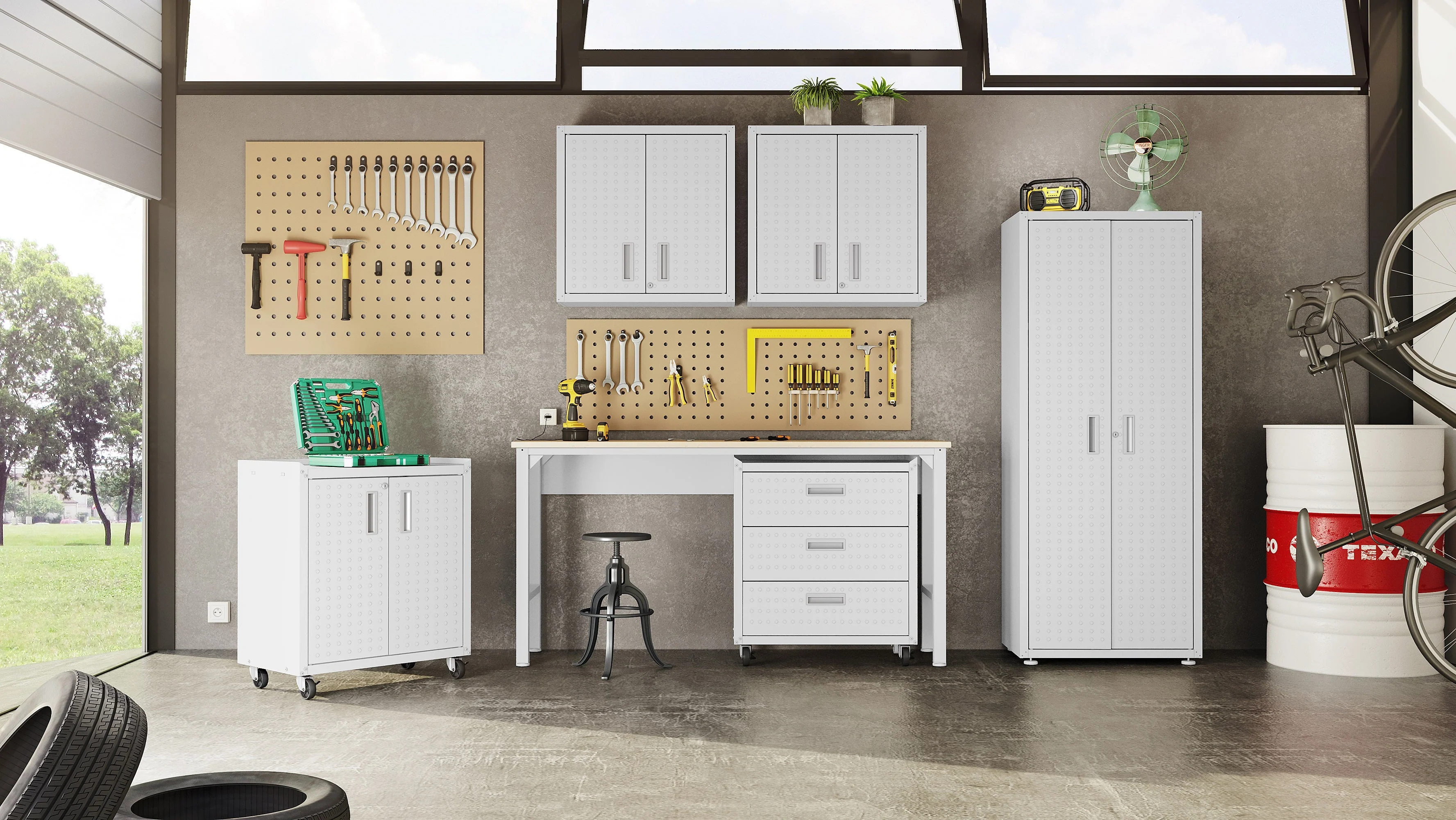 Fortress 74.8" Tall Garage Cabinet in White - Image 9