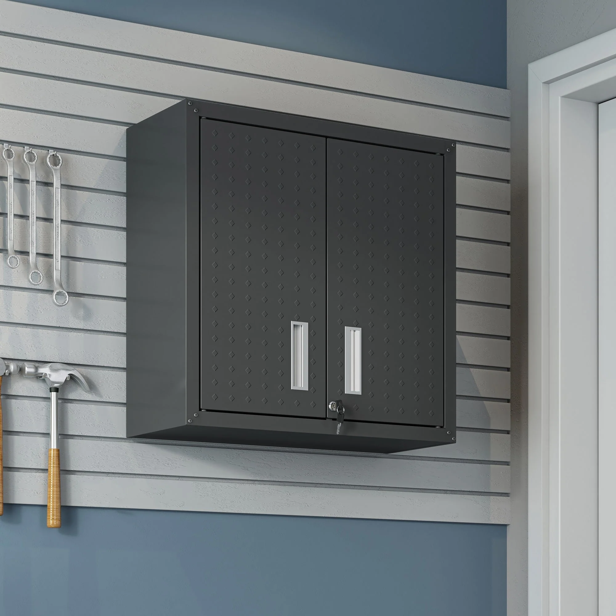 Fortress Floating Garage Cabinet in Charcoal Grey - Image 2