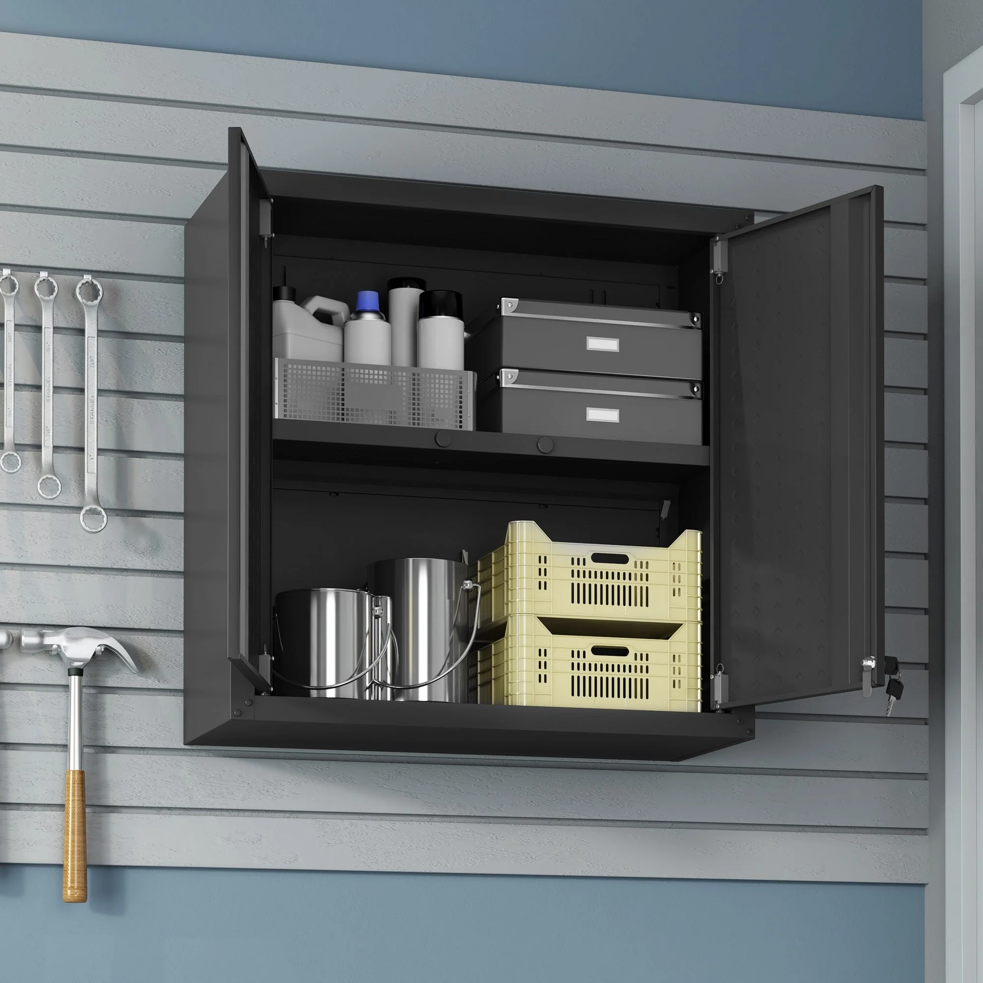 Fortress Floating Garage Cabinet in Charcoal Grey (set of 2) - Image 5
