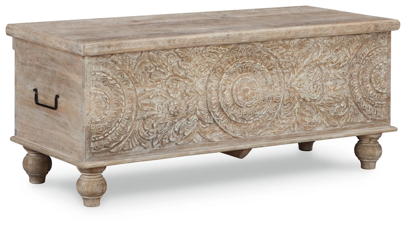 Fossil Ridge Beige Storage Bench - Image 3