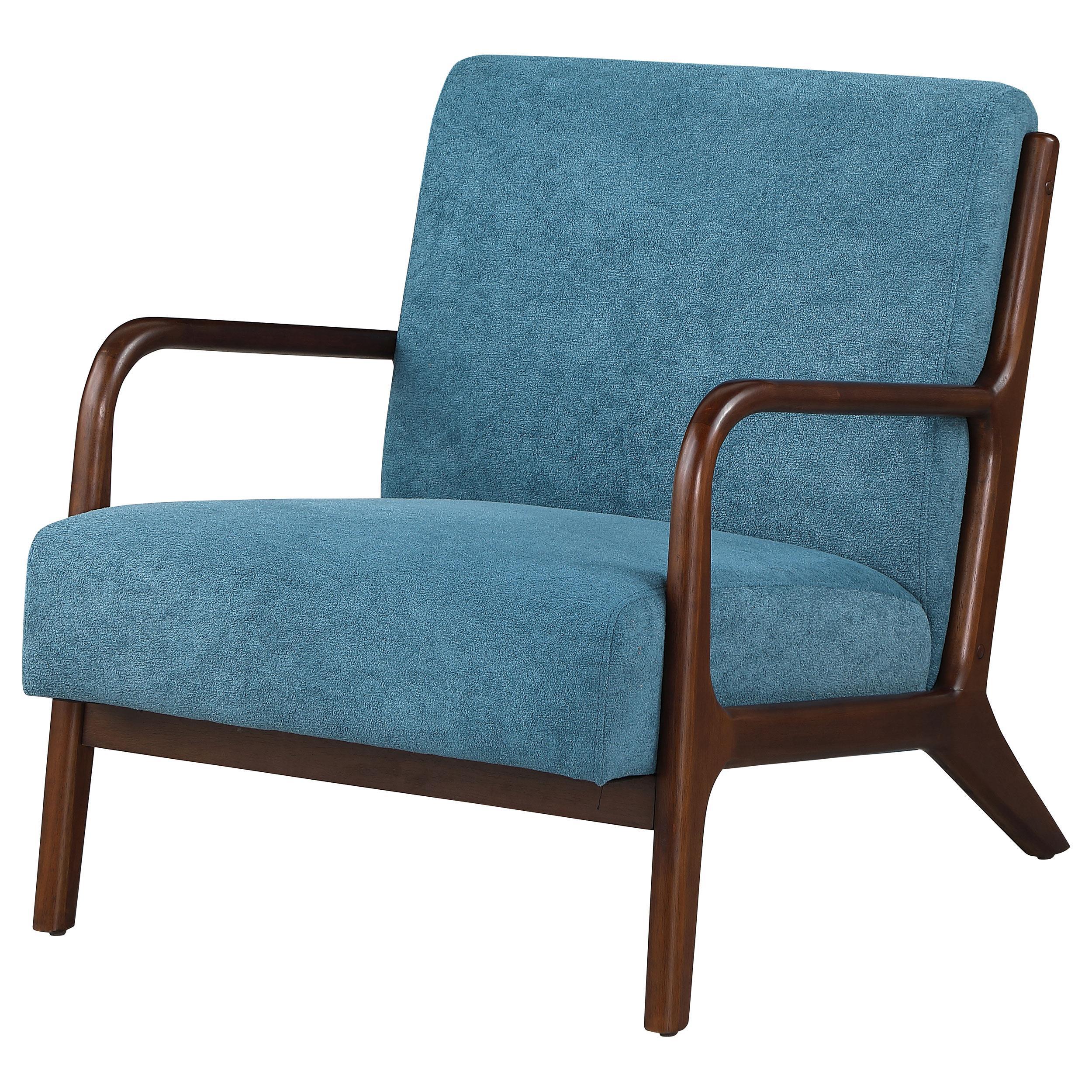 Foster Peacock Blue Upholstered Wood Frame Accent Chair - Image 3
