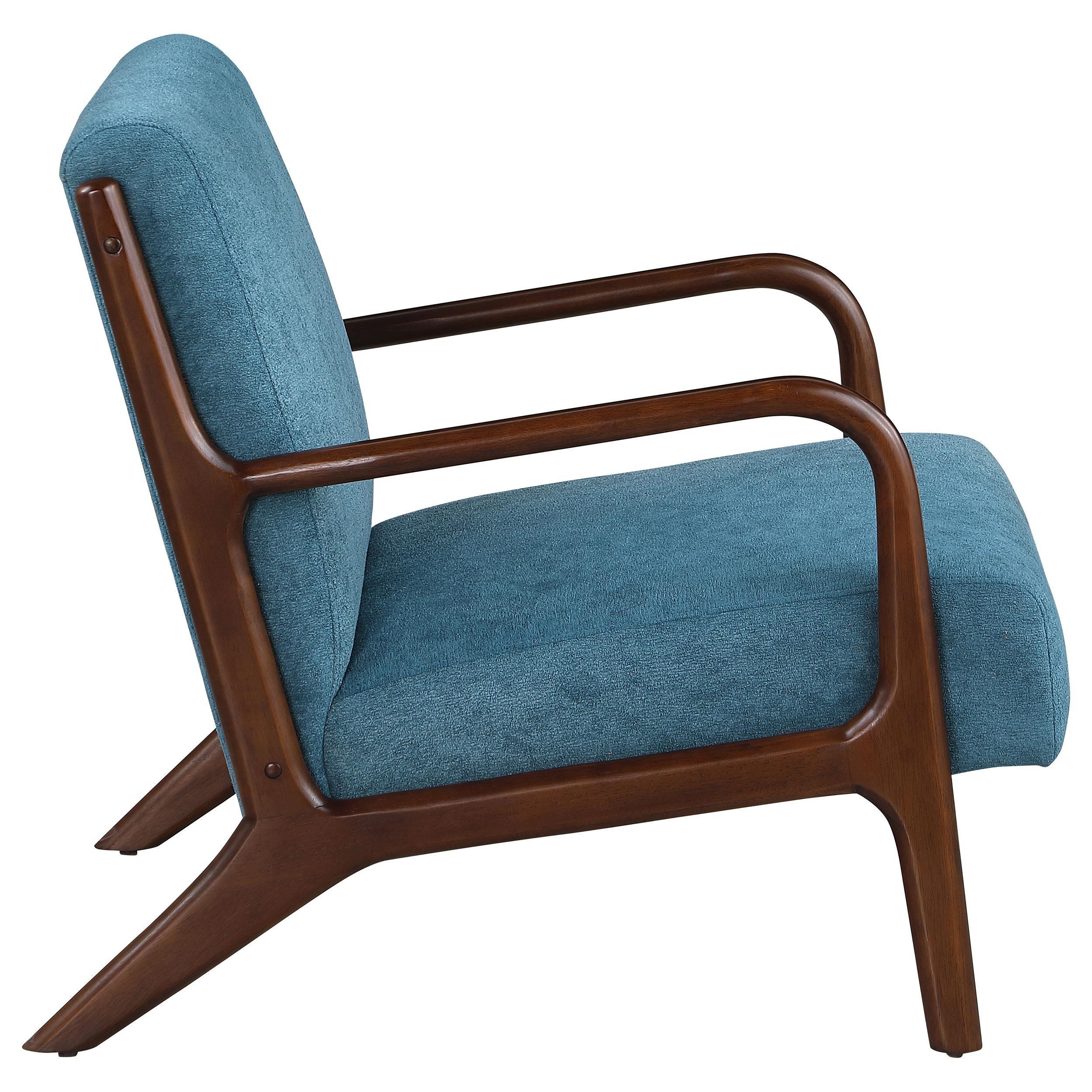 Foster Peacock Blue Upholstered Wood Frame Accent Chair - Image 7