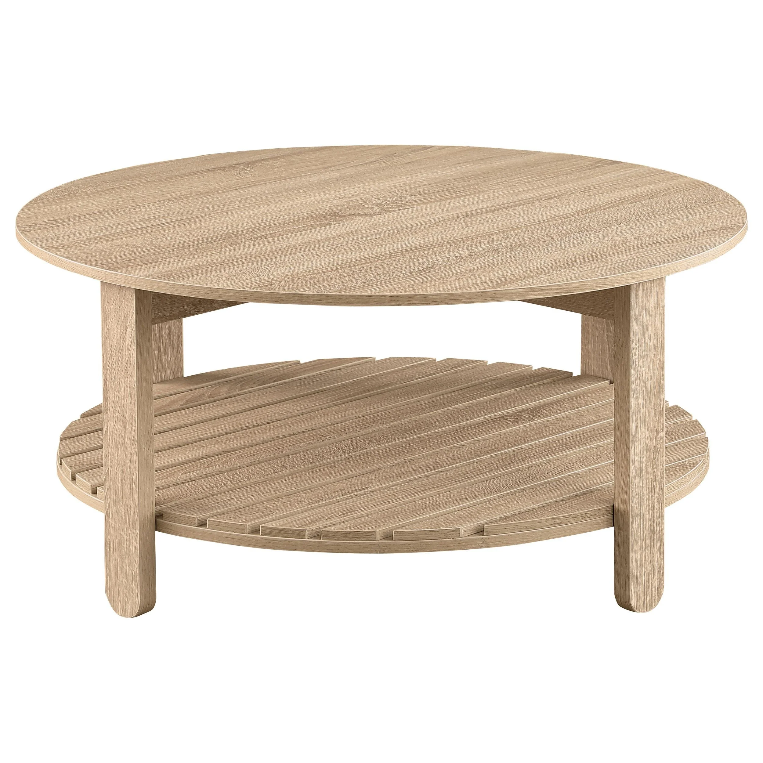 Fowler Natural 3-Piece Round Coffee and End Table Set - Image 4