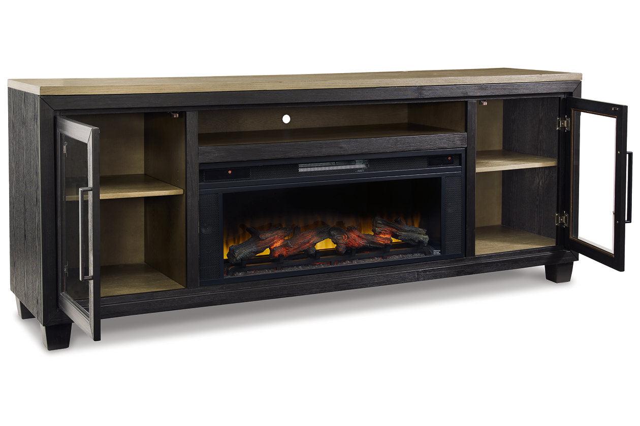 Foyland Black/Brown 83" TV Stand with Electric Fireplace - Image 2