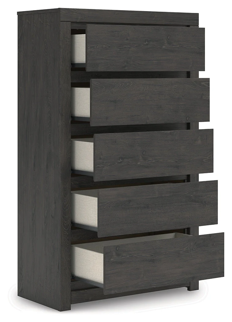Fraluna Charcoal Chest of Drawers - Image 4