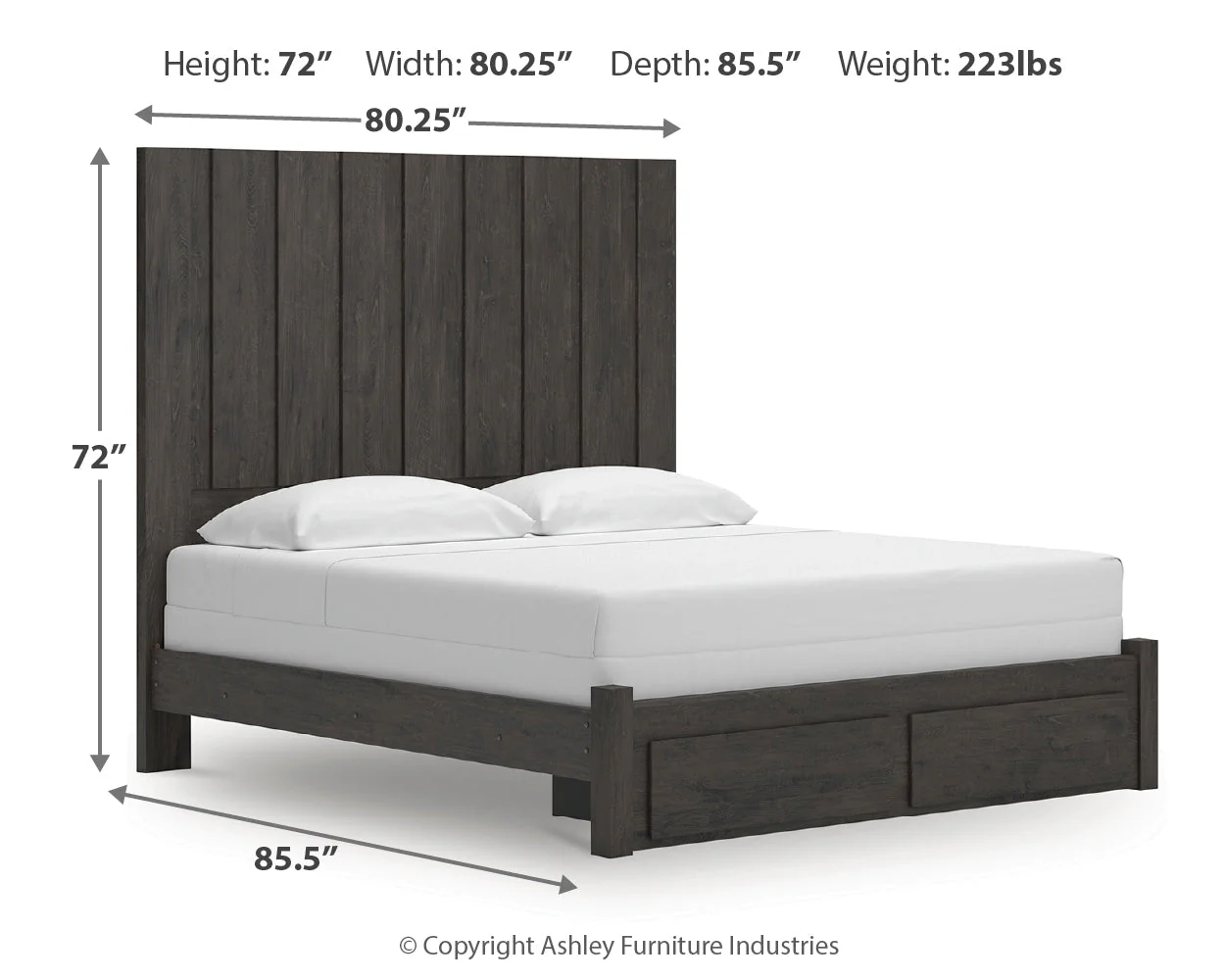 Fraluna Charcoal King Panel Storage Bed - Image 4
