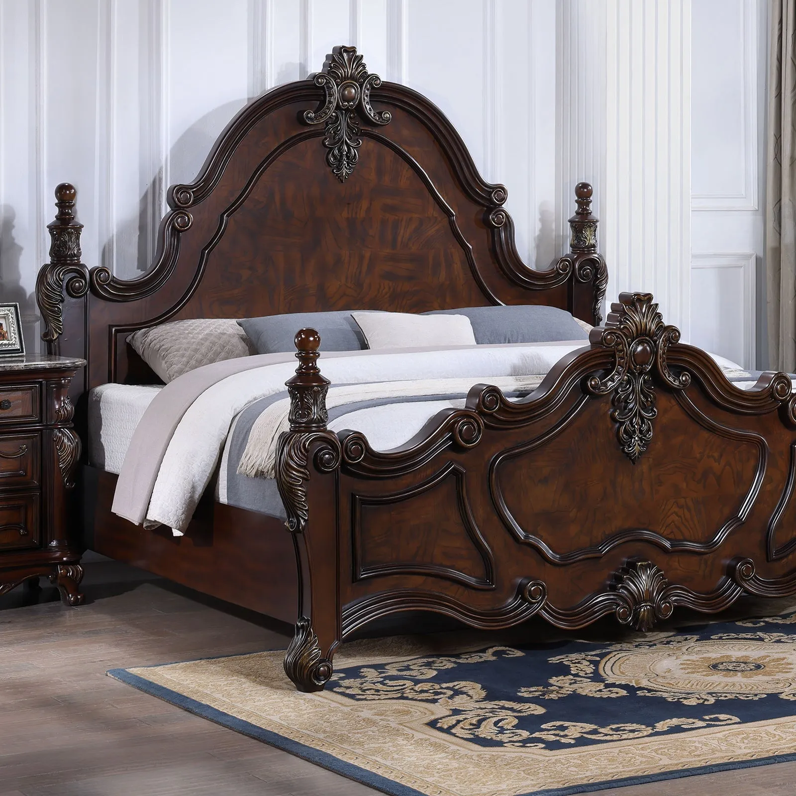 Francione Dark Cherry 4-Piece Queen Bedroom Set - Image 2