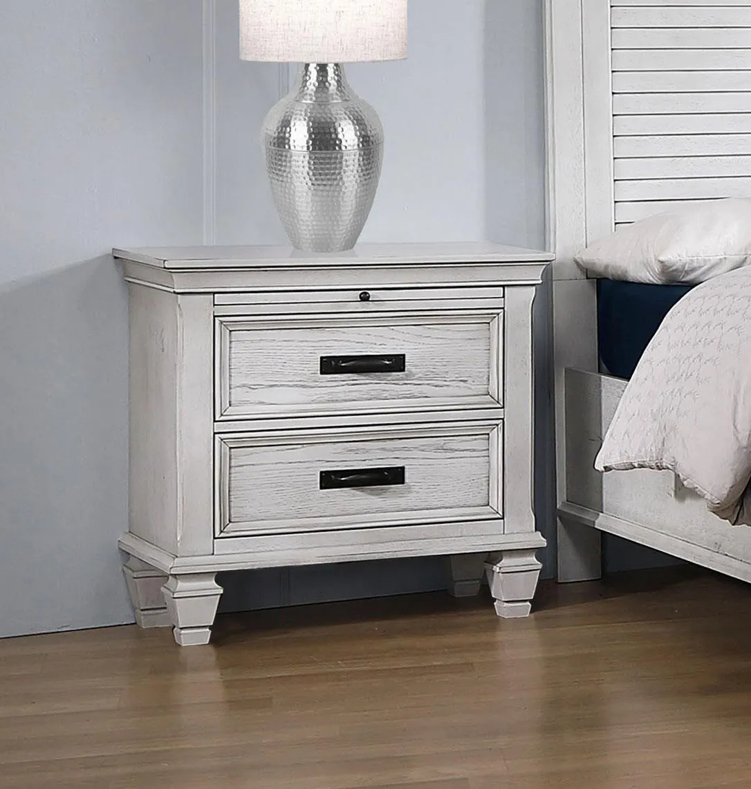 Franco Antique White 2-Drawer Nightstand