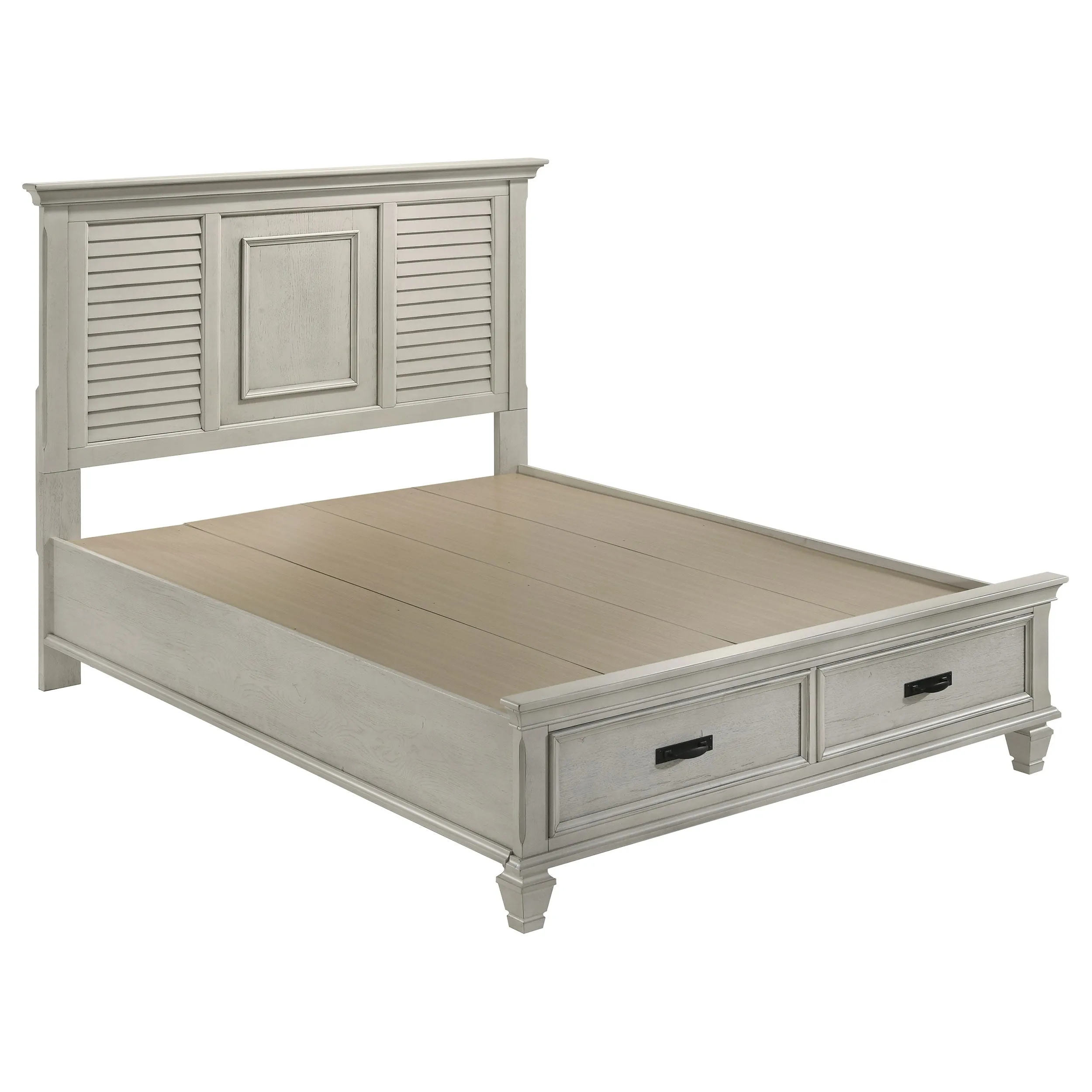 Franco Antique White 4-Piece Queen Storage Bedroom Set - Image 3
