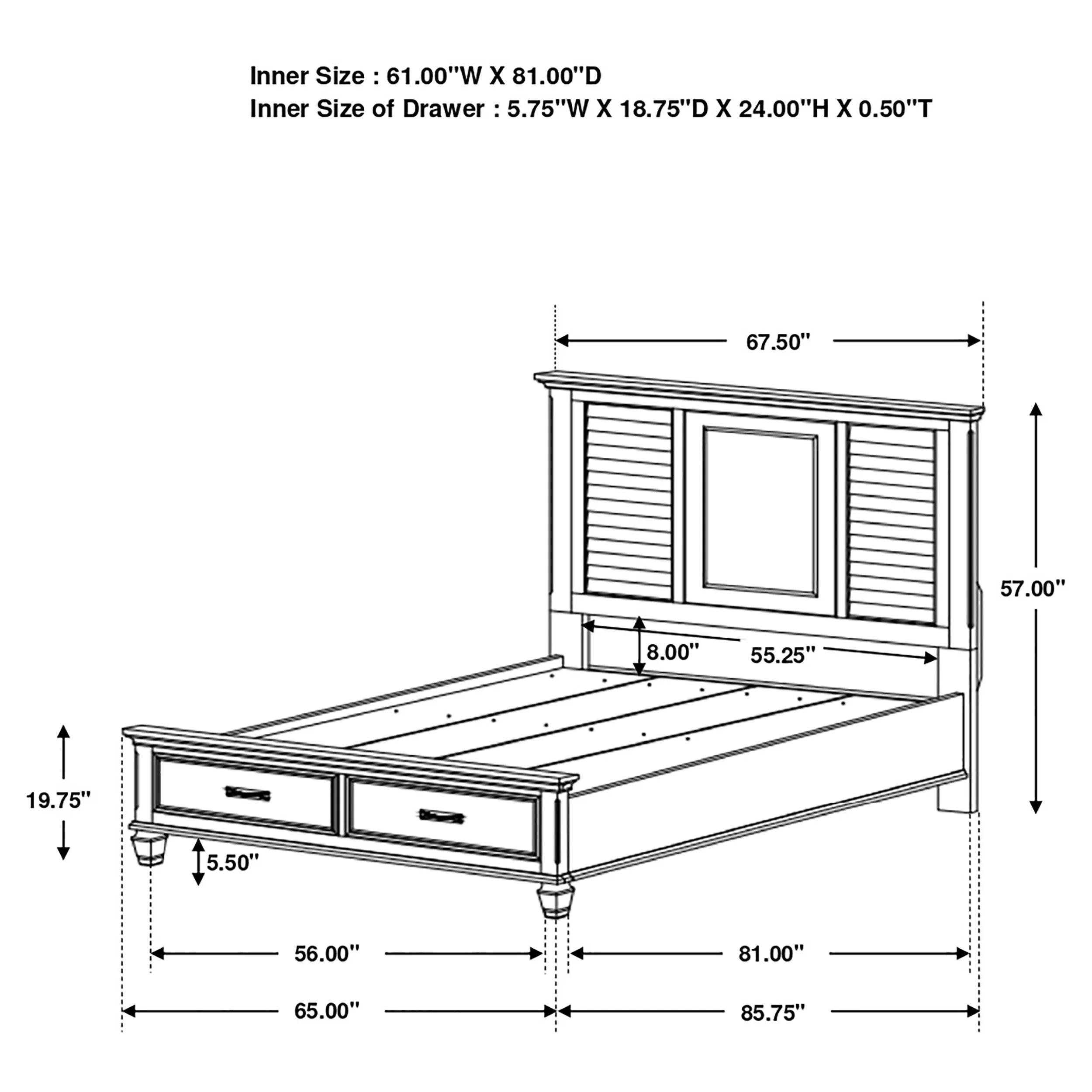 Franco Antique White 4-Piece Queen Storage Bedroom Set - Image 9