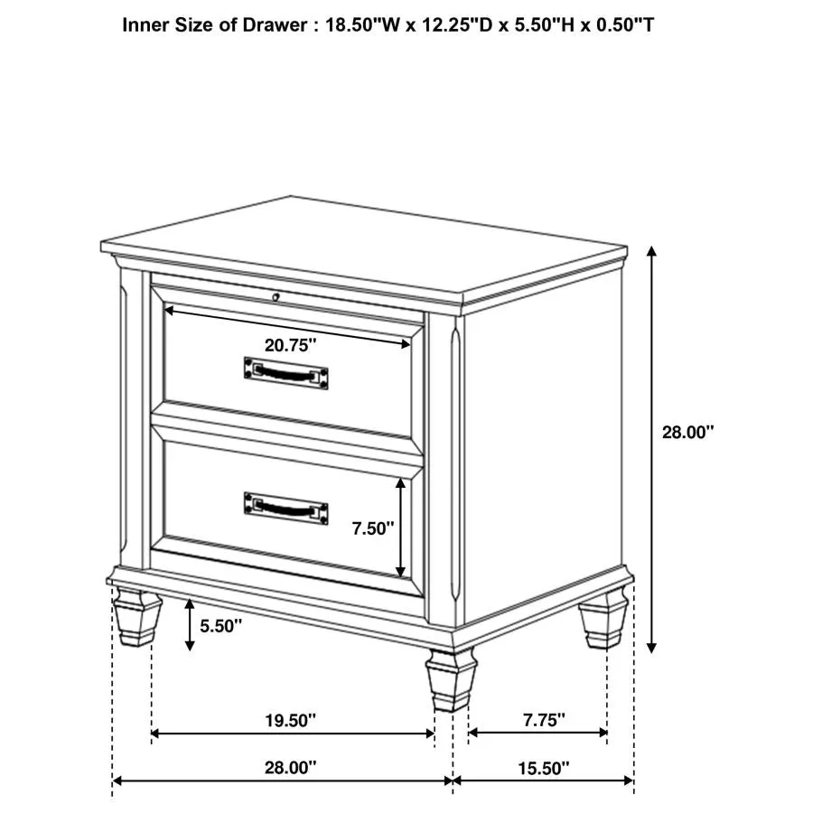 Franco Antique White 5-Piece Queen Storage Platform Bedroom Set - Image 11