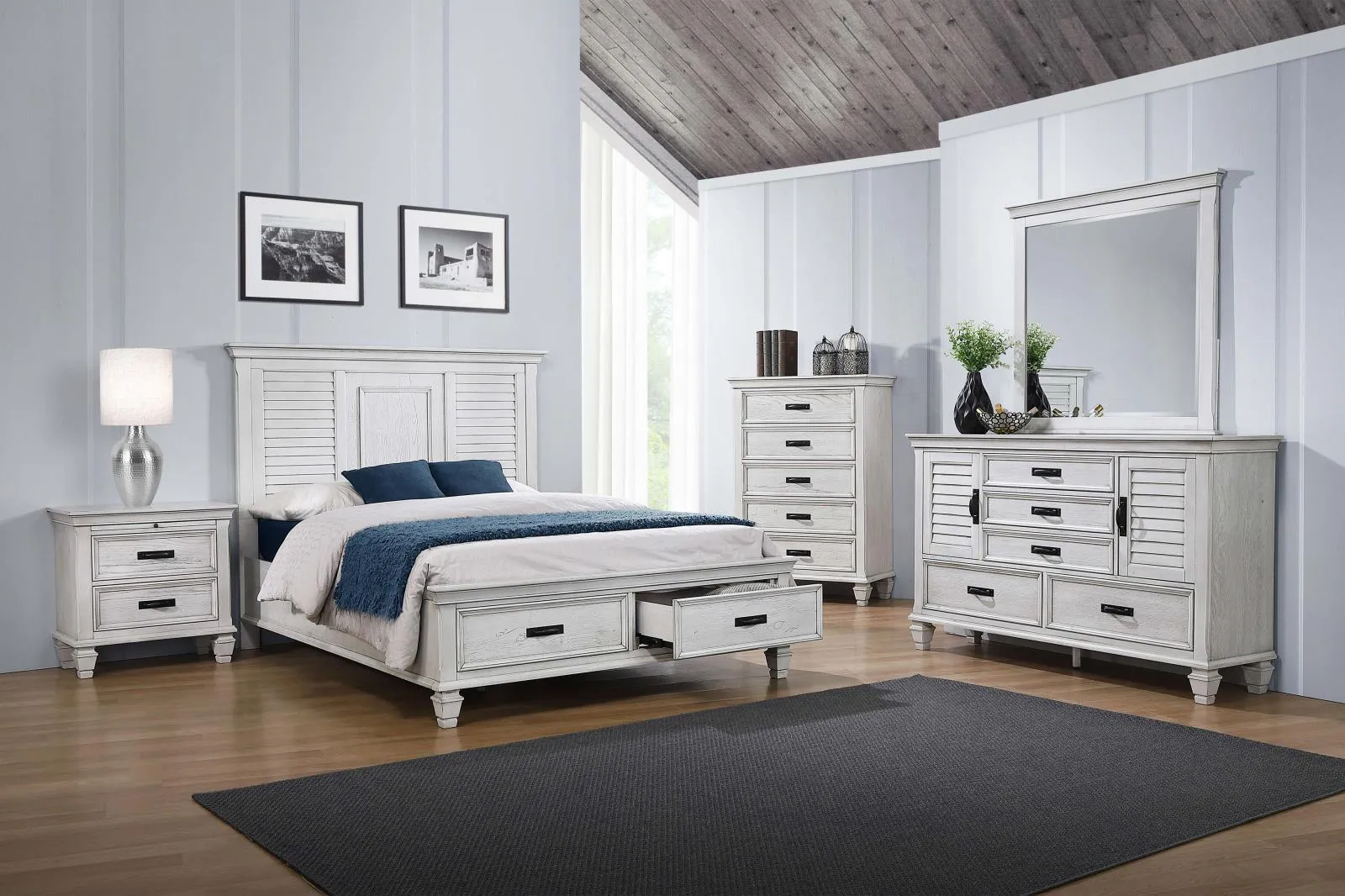 Franco Antique White Queen Storage Bed - Image 6