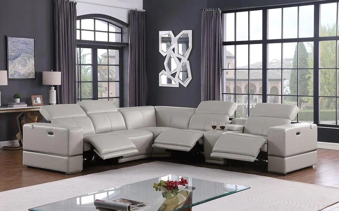 Franco Light Grey 6-Piece 2 Power Reclining Sectional [Special Price]