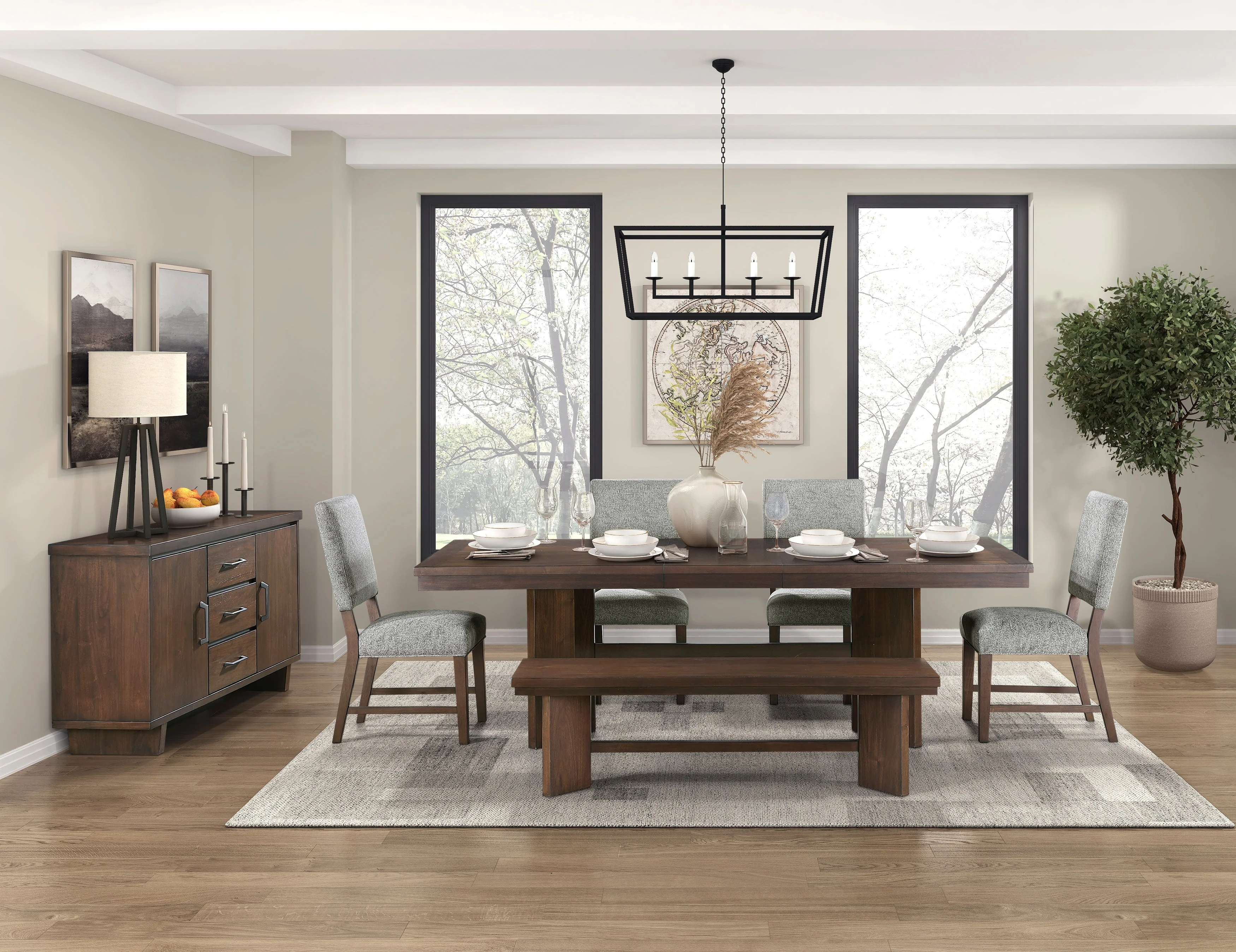 Franco Walnut/Gray Dining Set
