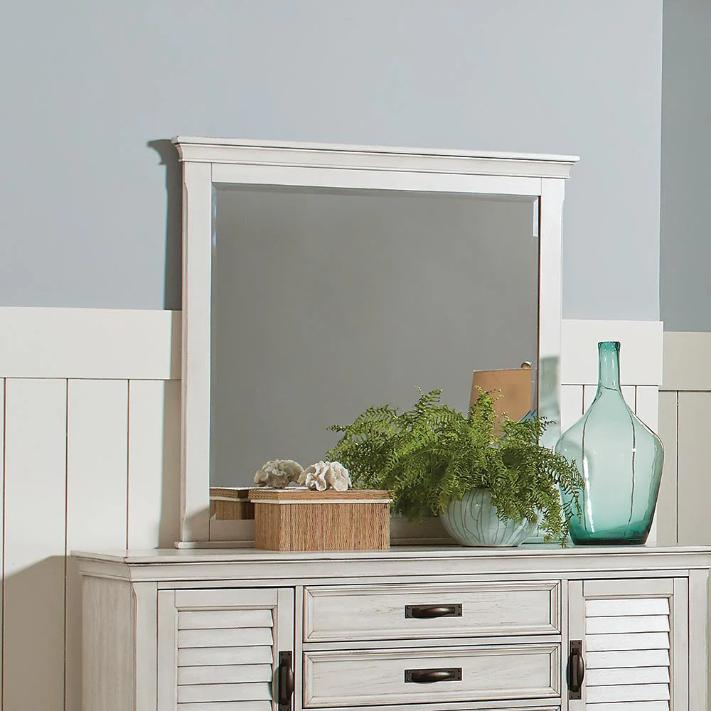 Franco White Antique Rectangular Mirror
