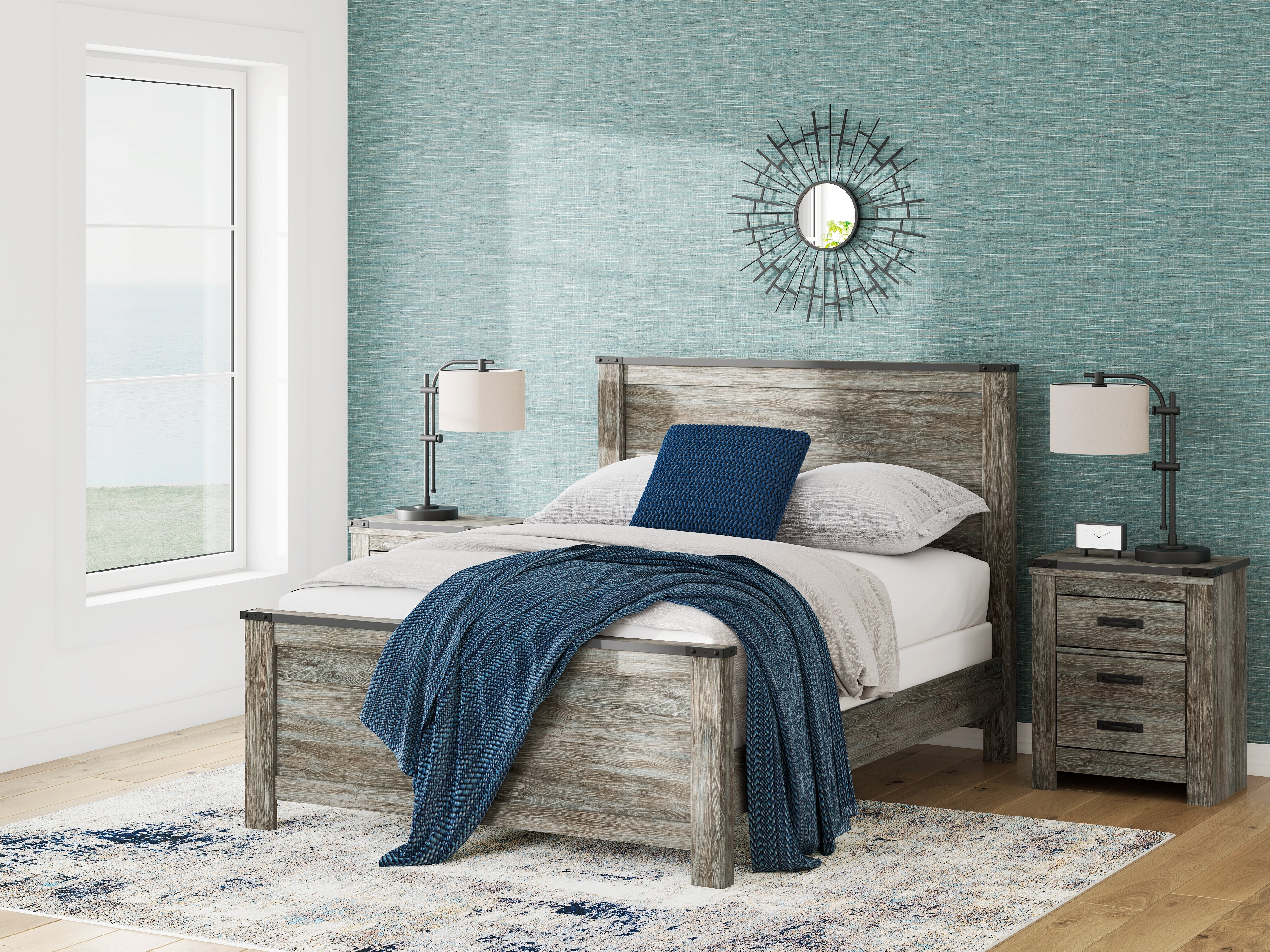 Frandern Black/Gray Queen Panel Bed